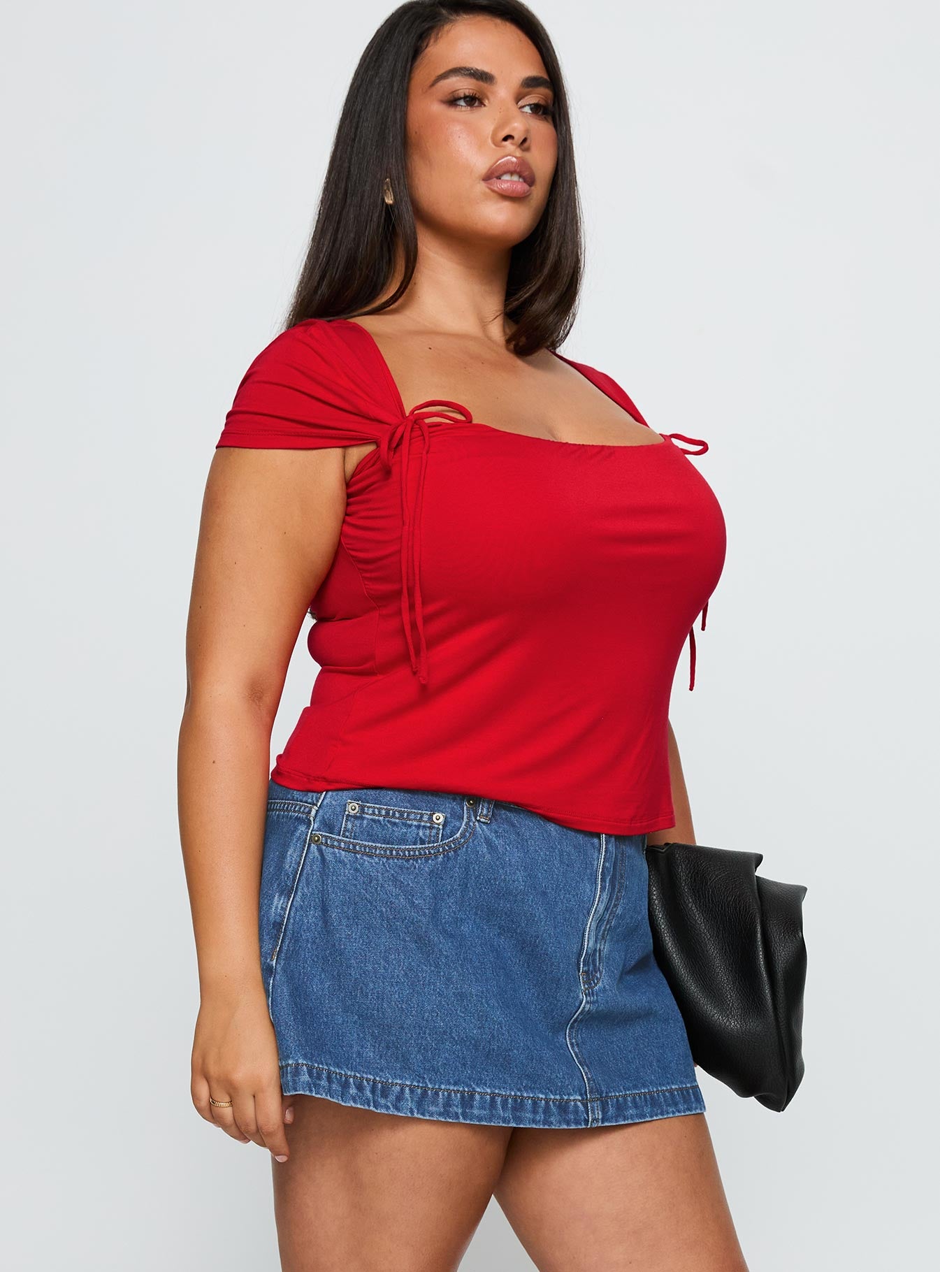 Nicolina Low Rise Denim Mini Skirt Light Wash Curve - Image 3