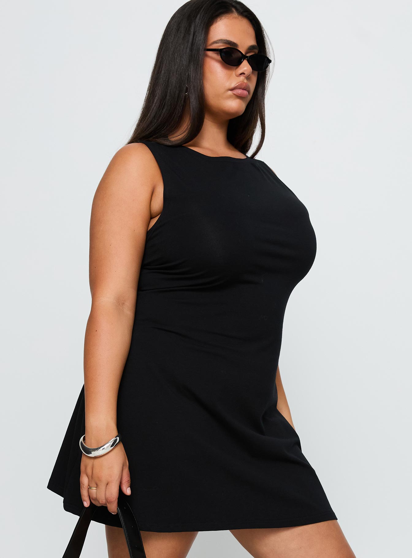 Bleeker Boatneck Mini Dress Black Curve - Image 4
