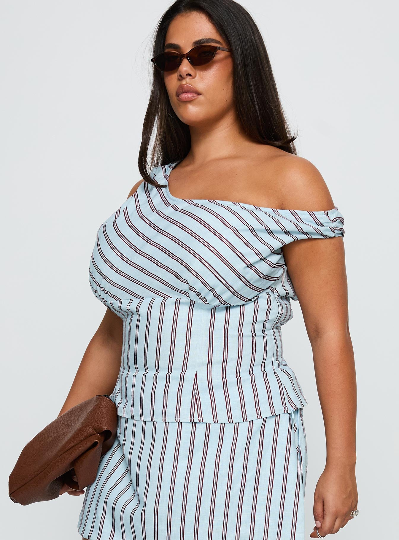 Del Rio Off The Shoulder Top Blue / Maroon Curve - Image 4