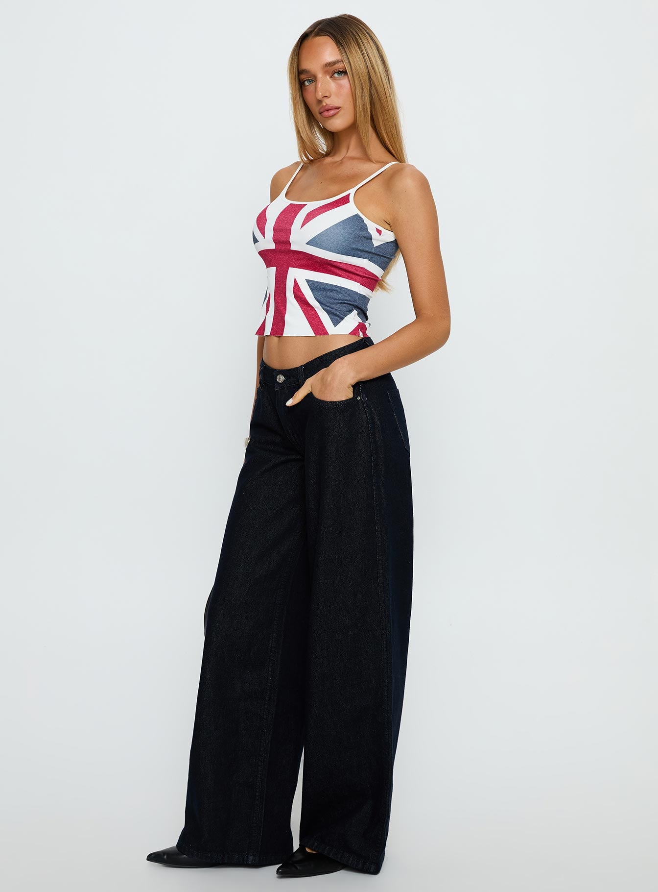 Ramos Low Rise Wide Leg Jeans Raw Indigo Blue - Image 3