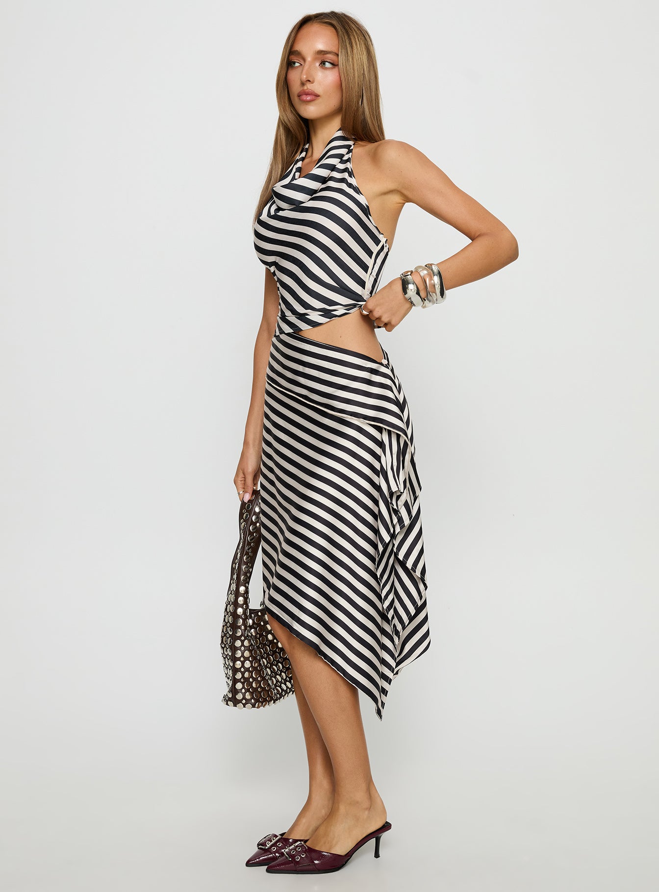 Allure Midi Skirt Noir Stripe - Image 4