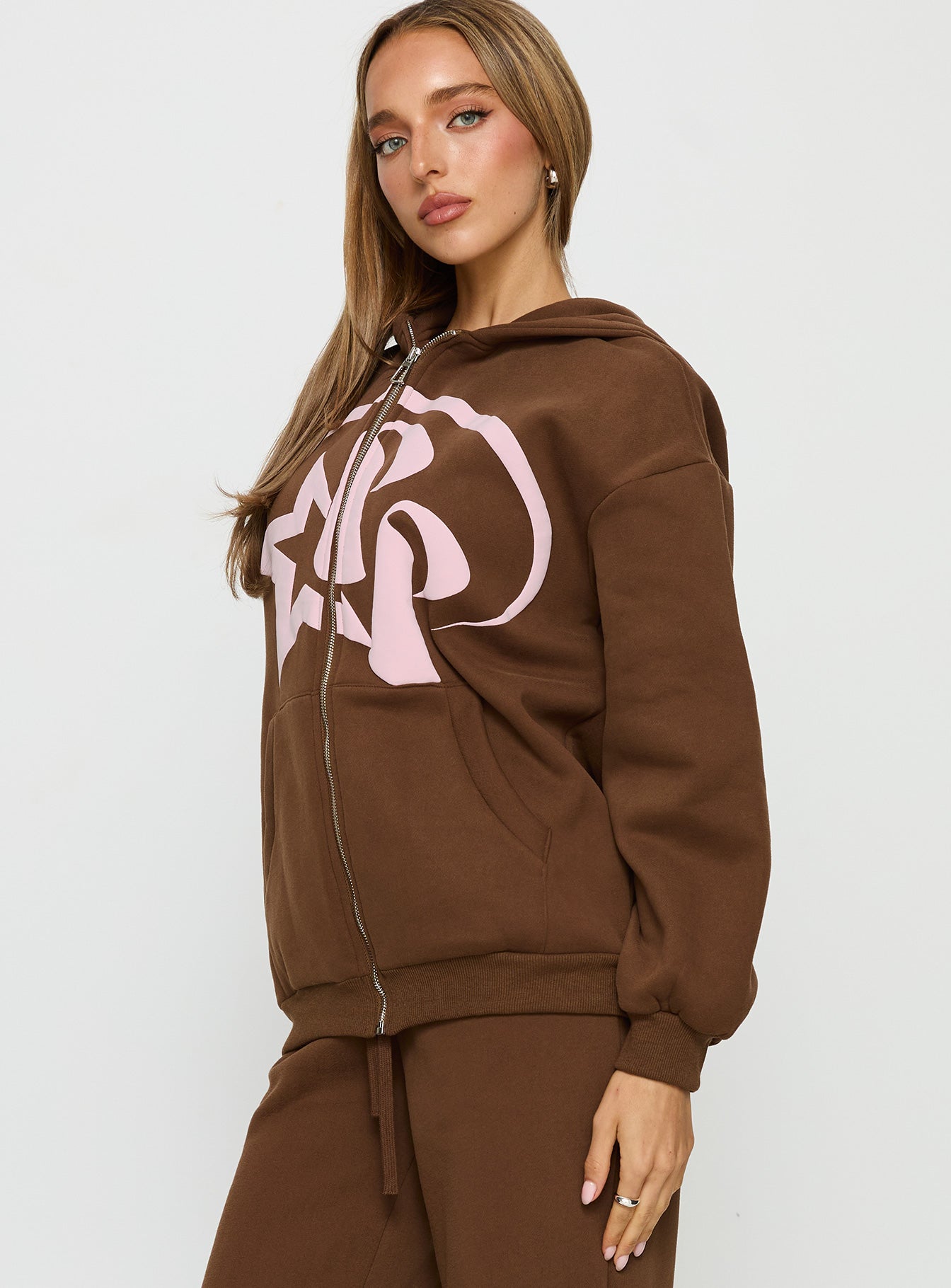 Princess Polly Stargirl Zip Through Jumper Brown - Image 4