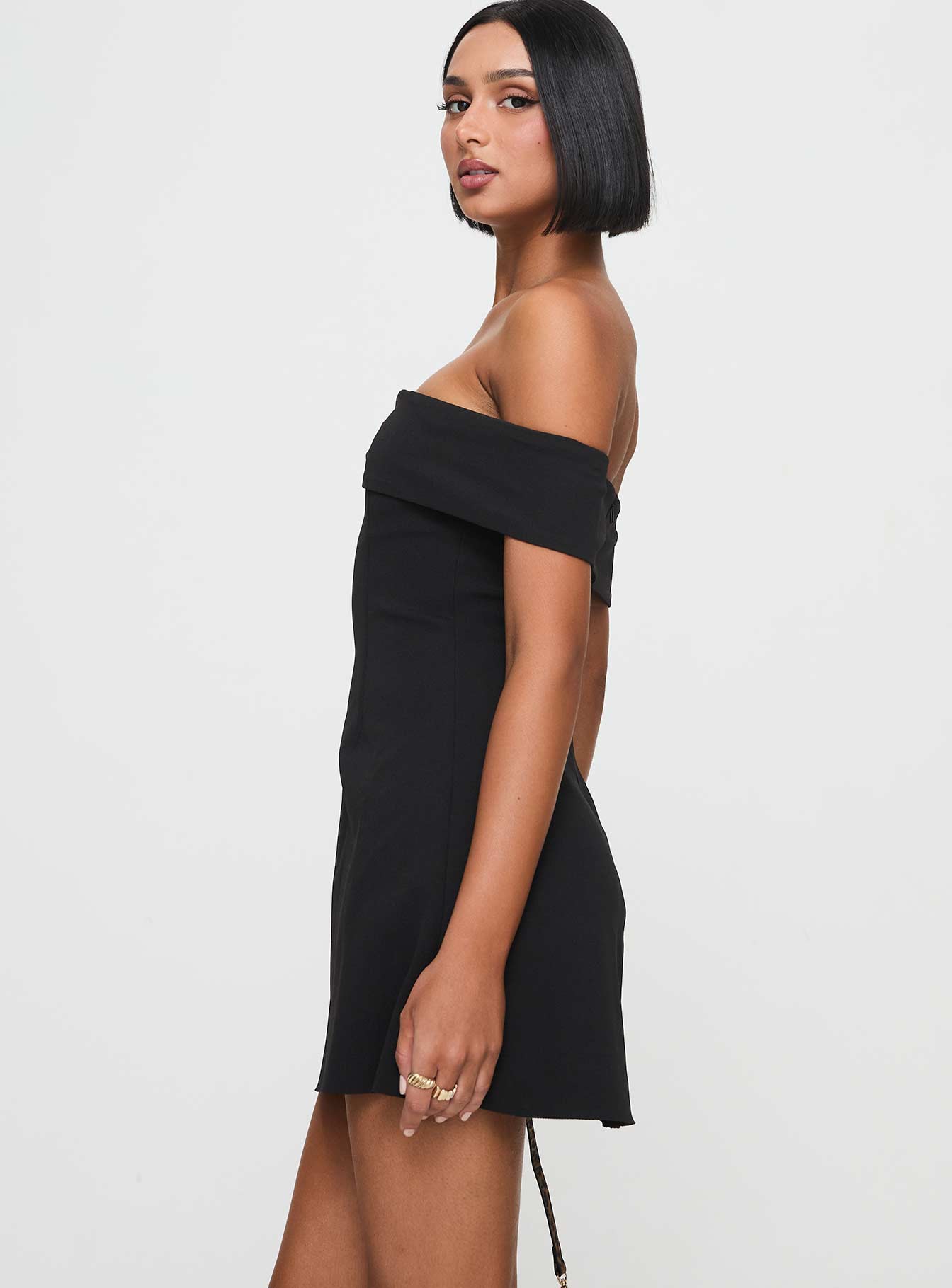 Lanes Off The Shoulder Mini Dress Black Tall - Image 4