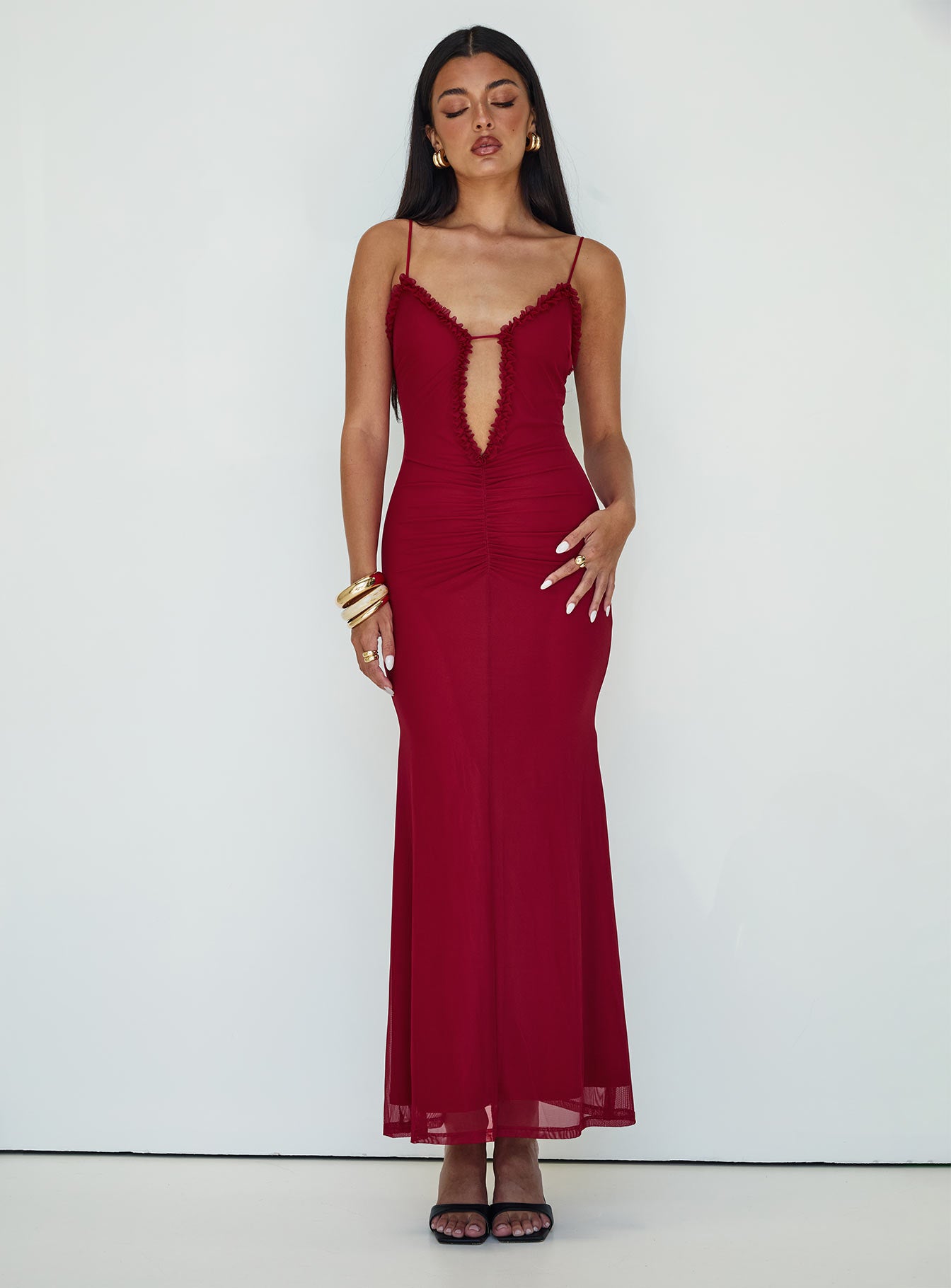 Capisce Maxi Dress Red Petite - Image 3