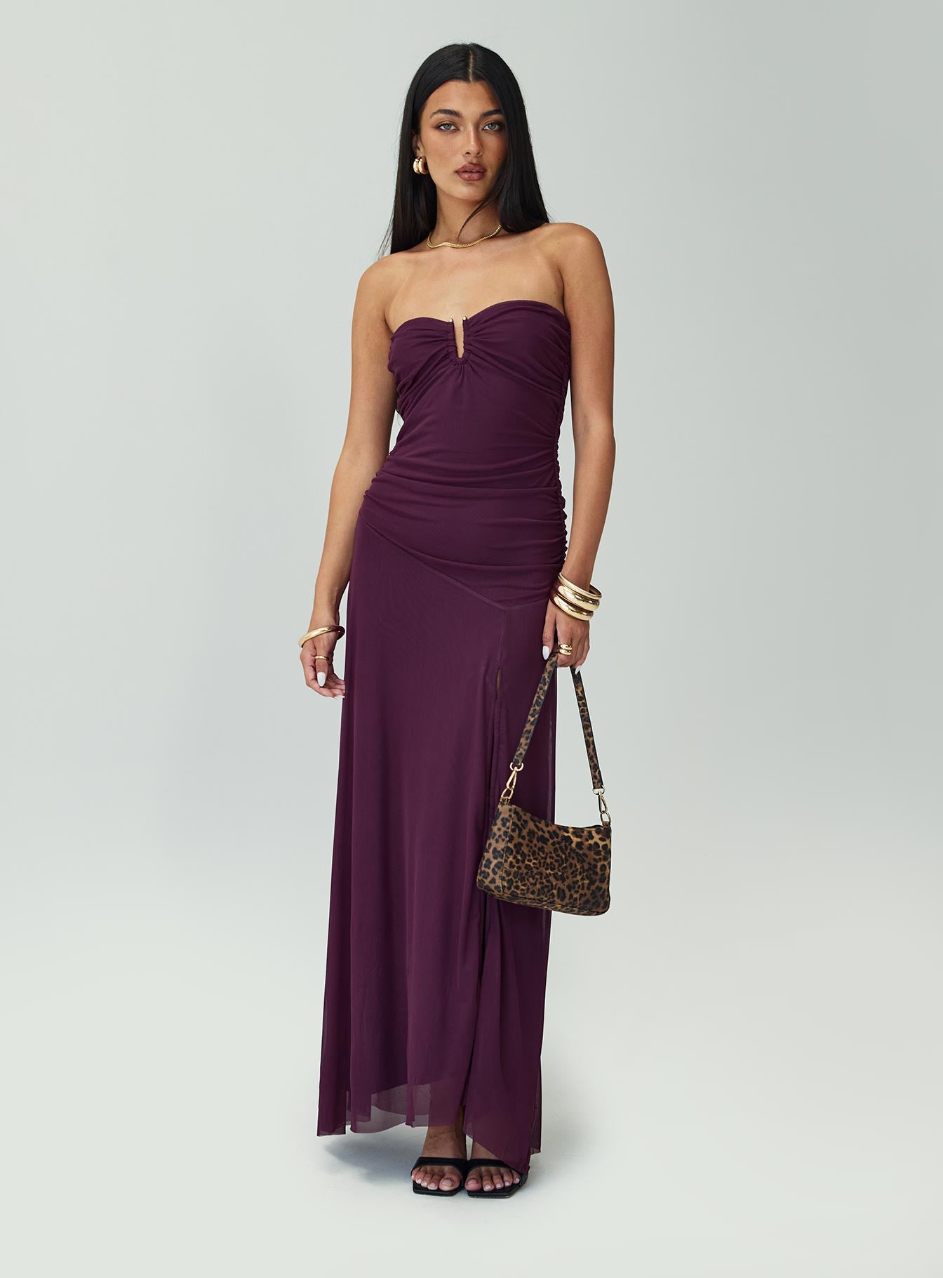 Barbarella Strapless Maxi Dress Purple - Image 3