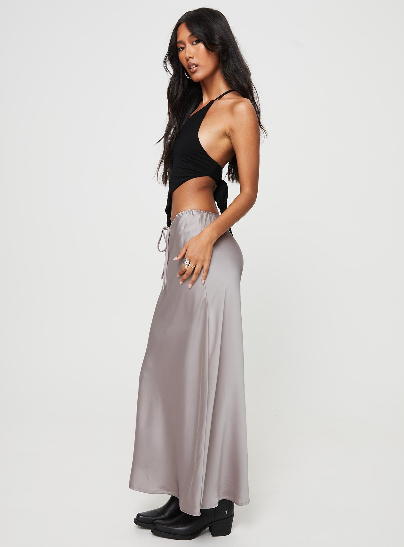 Lolie Bias Cut Midi Skirt Oyster - Image 5