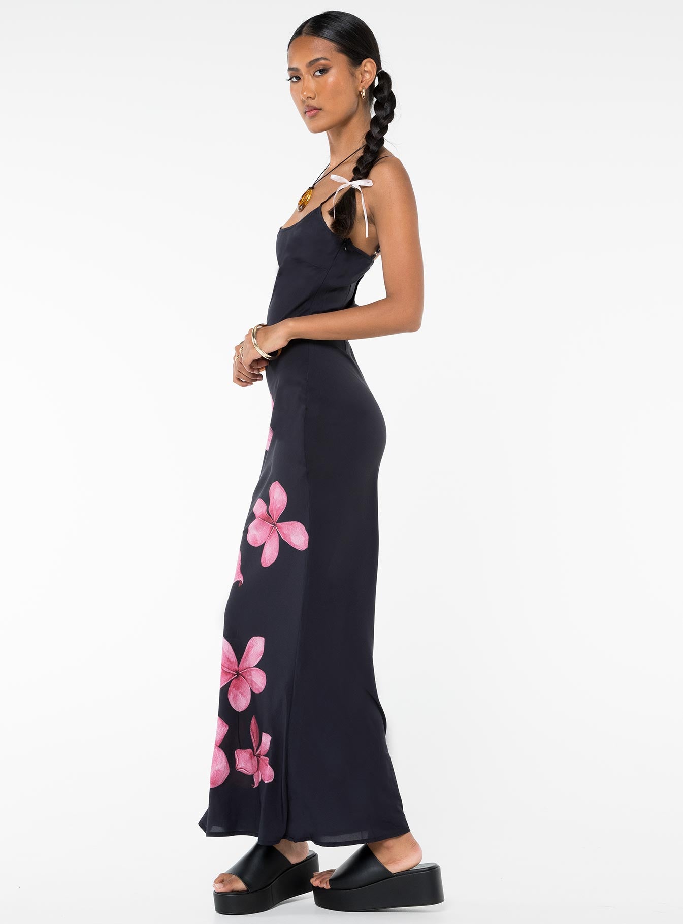 Katrine Flower Maxi Dress Black - Image 5