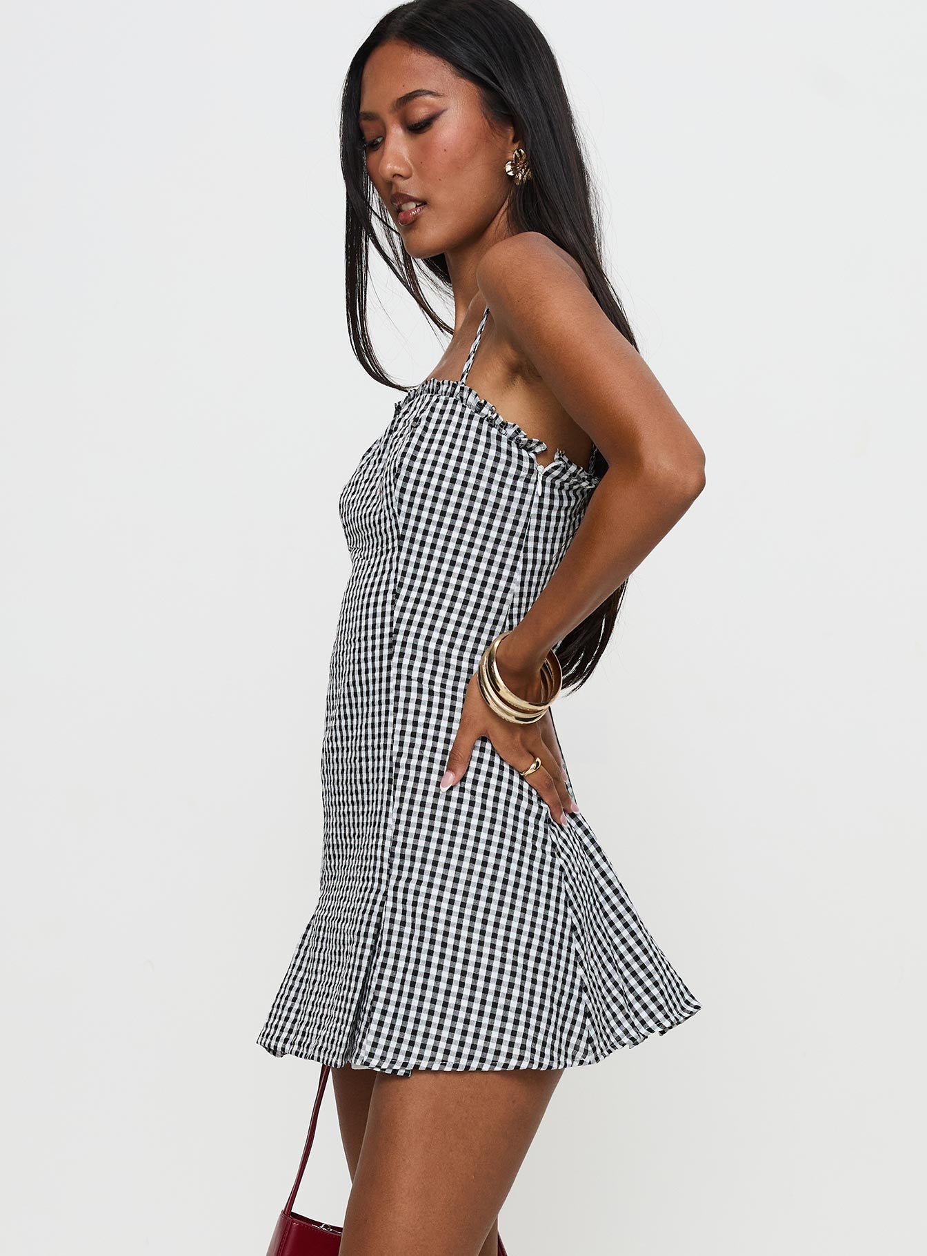 Bessette Mini Dress Black Gingham - Image 4