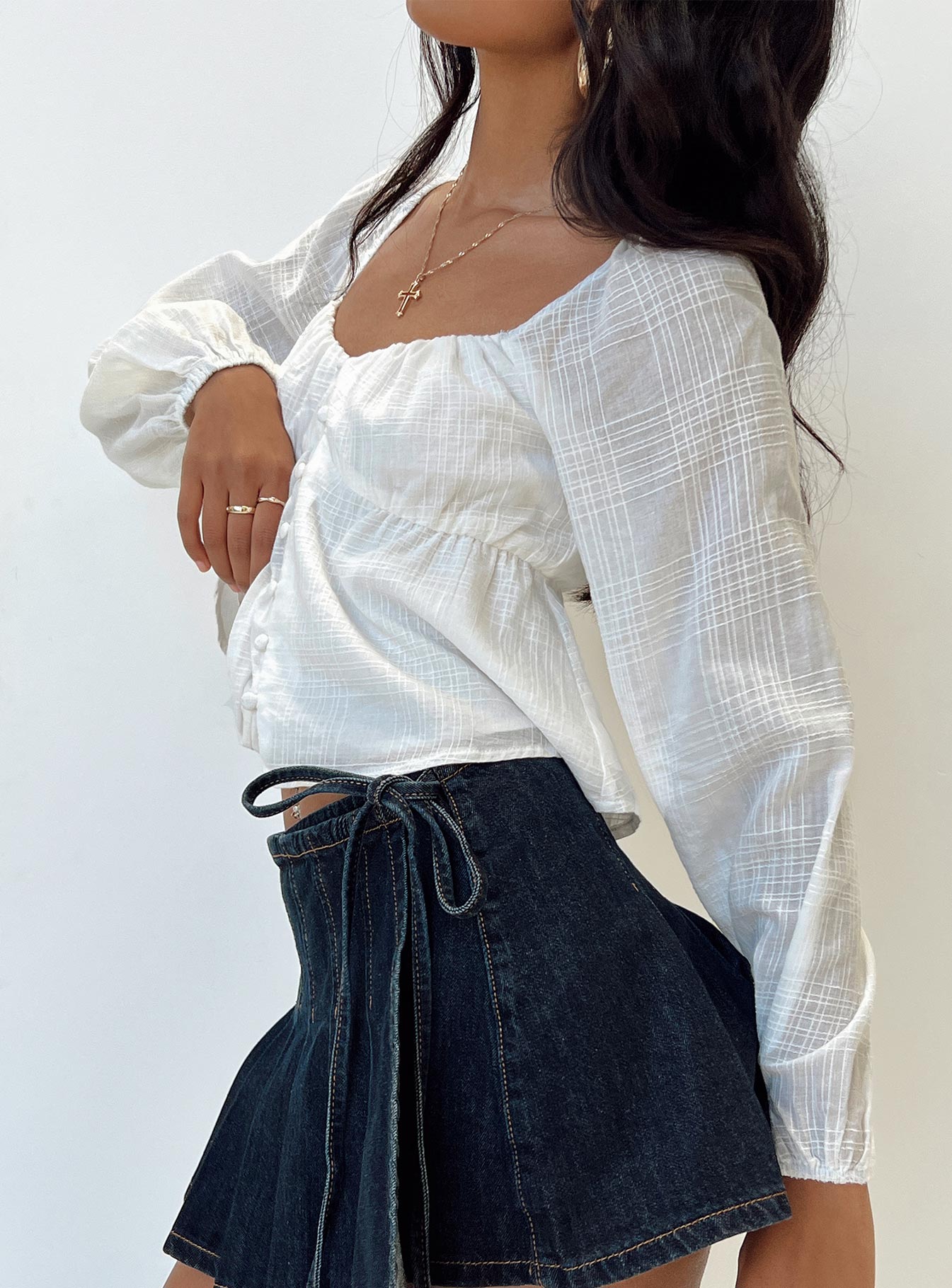 Maxime Long Sleeve Top White - Image 4