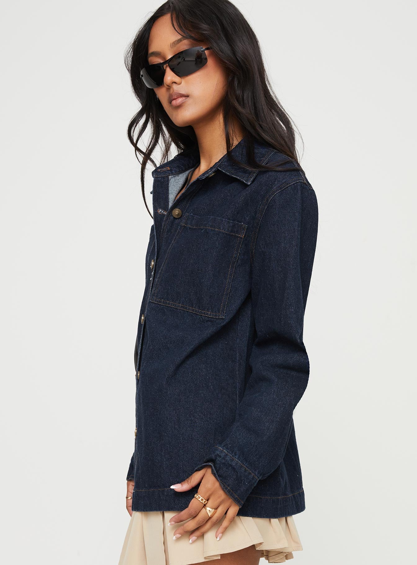 Zephee Denim Shacket Dark Wash - Image 3
