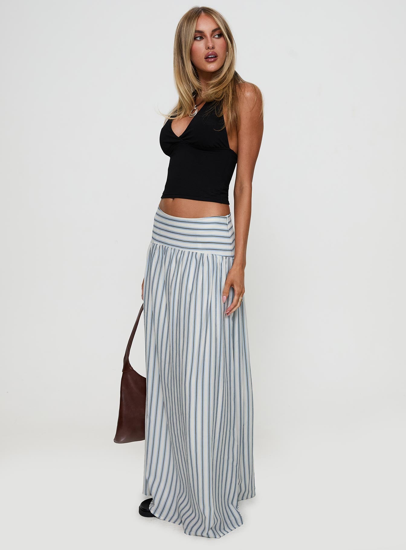 Find Your Love Flowy Maxi Skirt White - Image 4