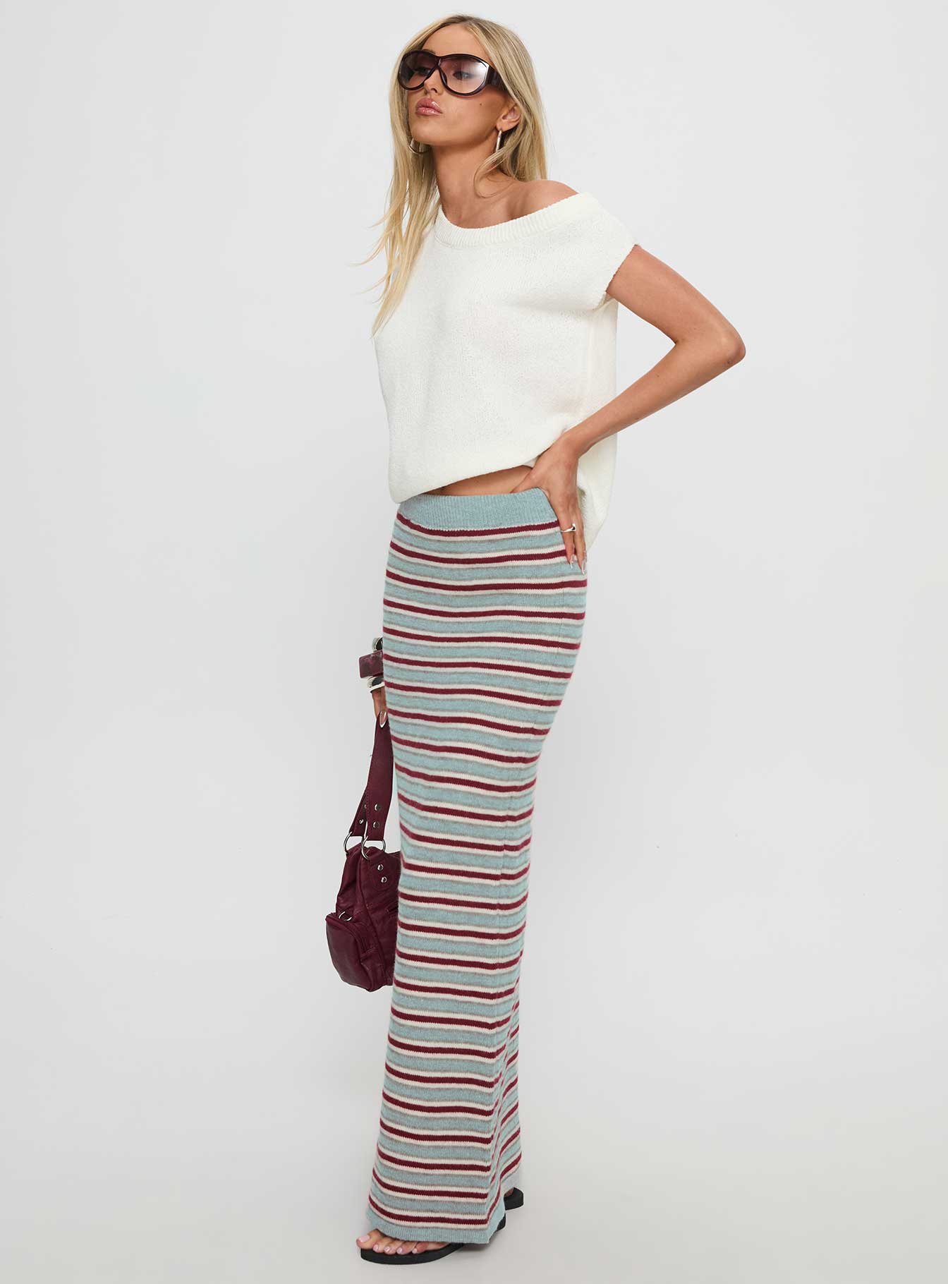 On Air Knit Maxi Skirt Multi Stripe - Image 3