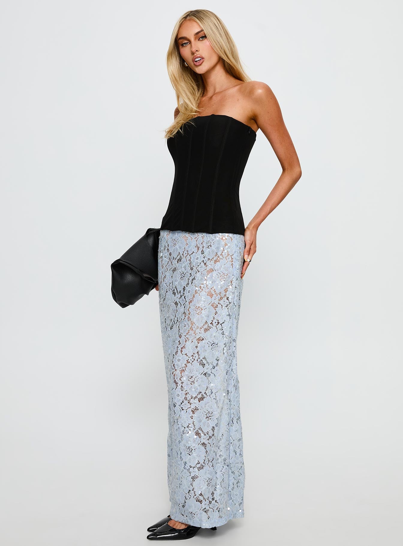 Carman Lace Midi Skirt Blue - Image 4