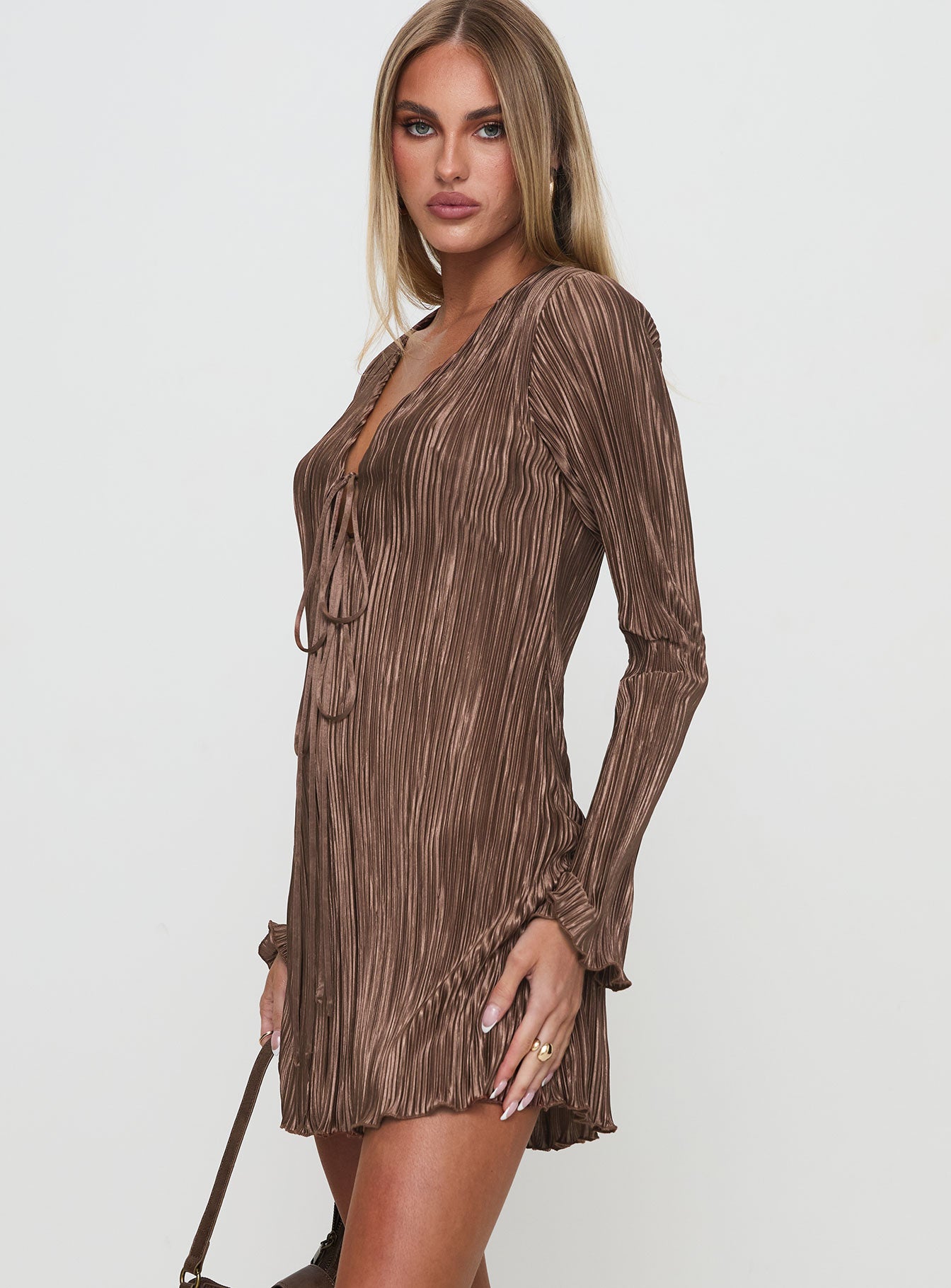 Malop Long Sleeve Mini Dress Chocolate Petite - Image 4