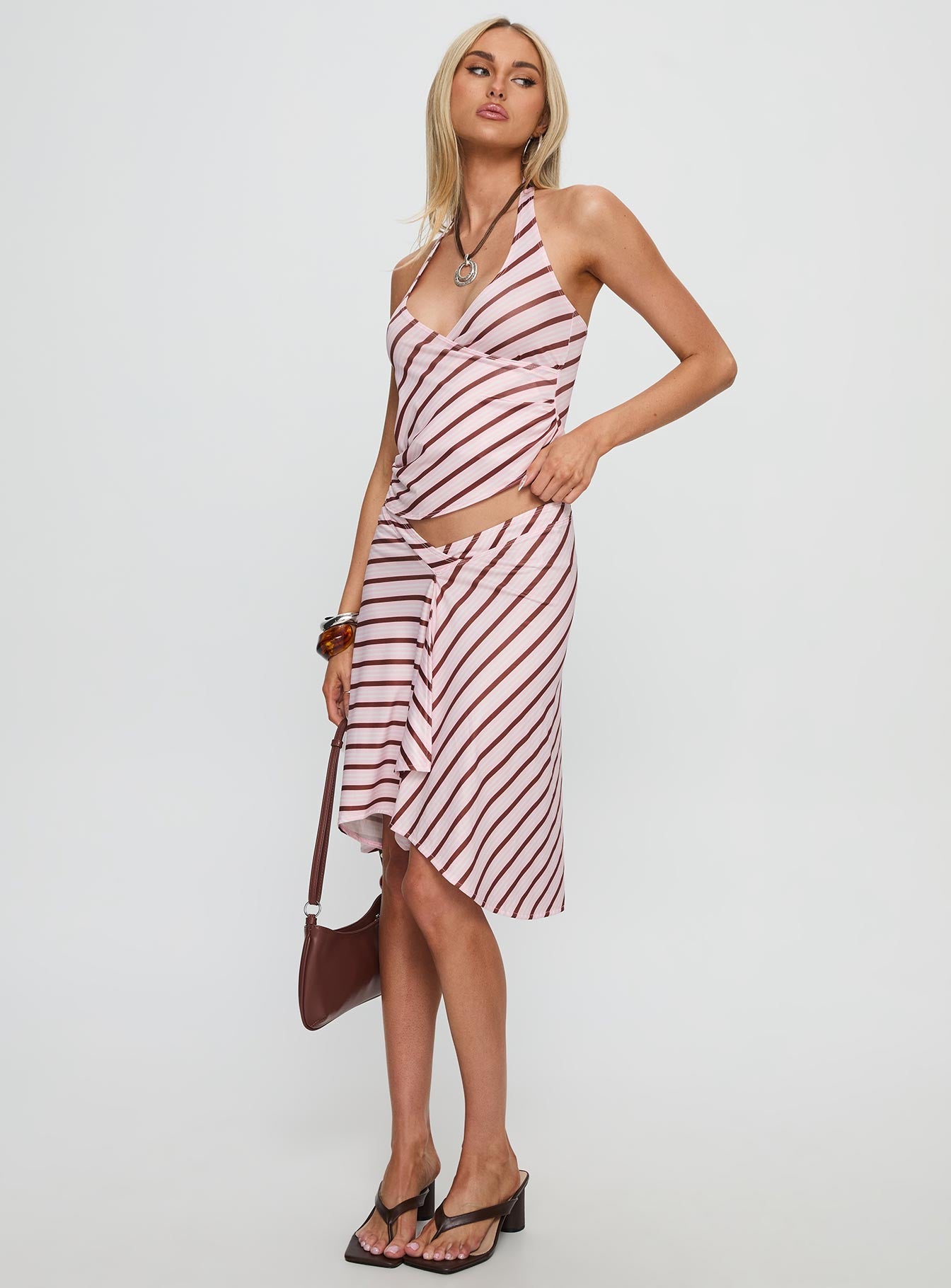 Esmeray Midi Skirt Pink Stripe - Image 4