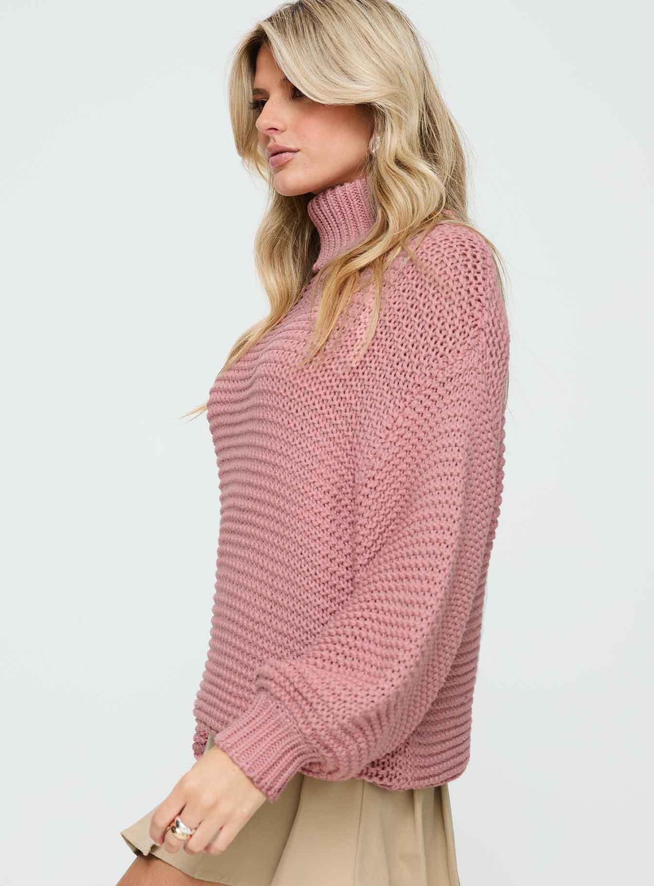 Hayworth Turtle Neck Sweater Pink - Image 3