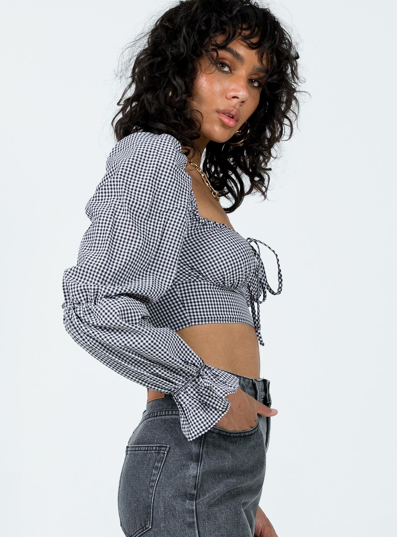 Bellevue Gingham Top Black / White - Image 3