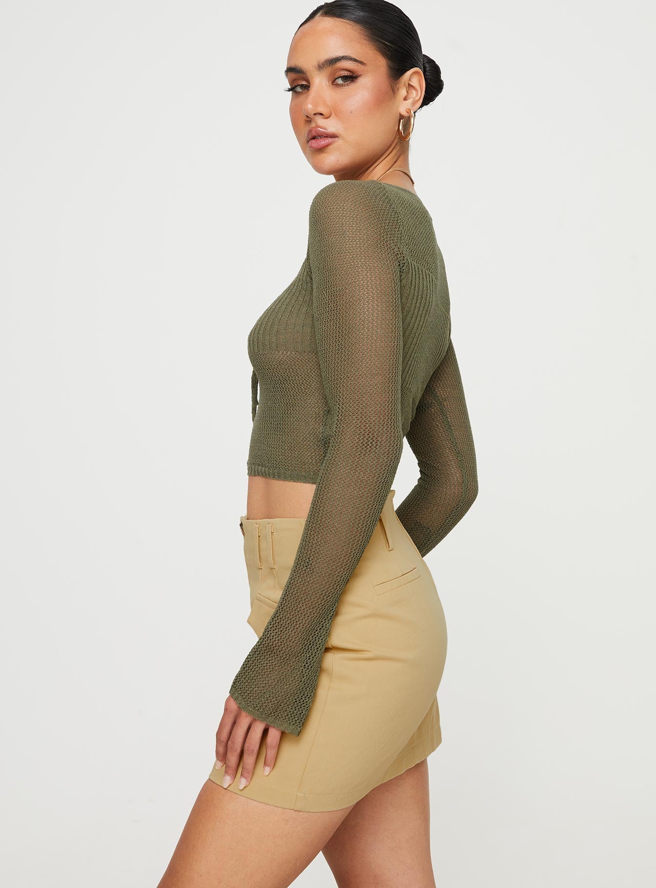 Oritz Cargo Mini Skirt Beige - Image 4