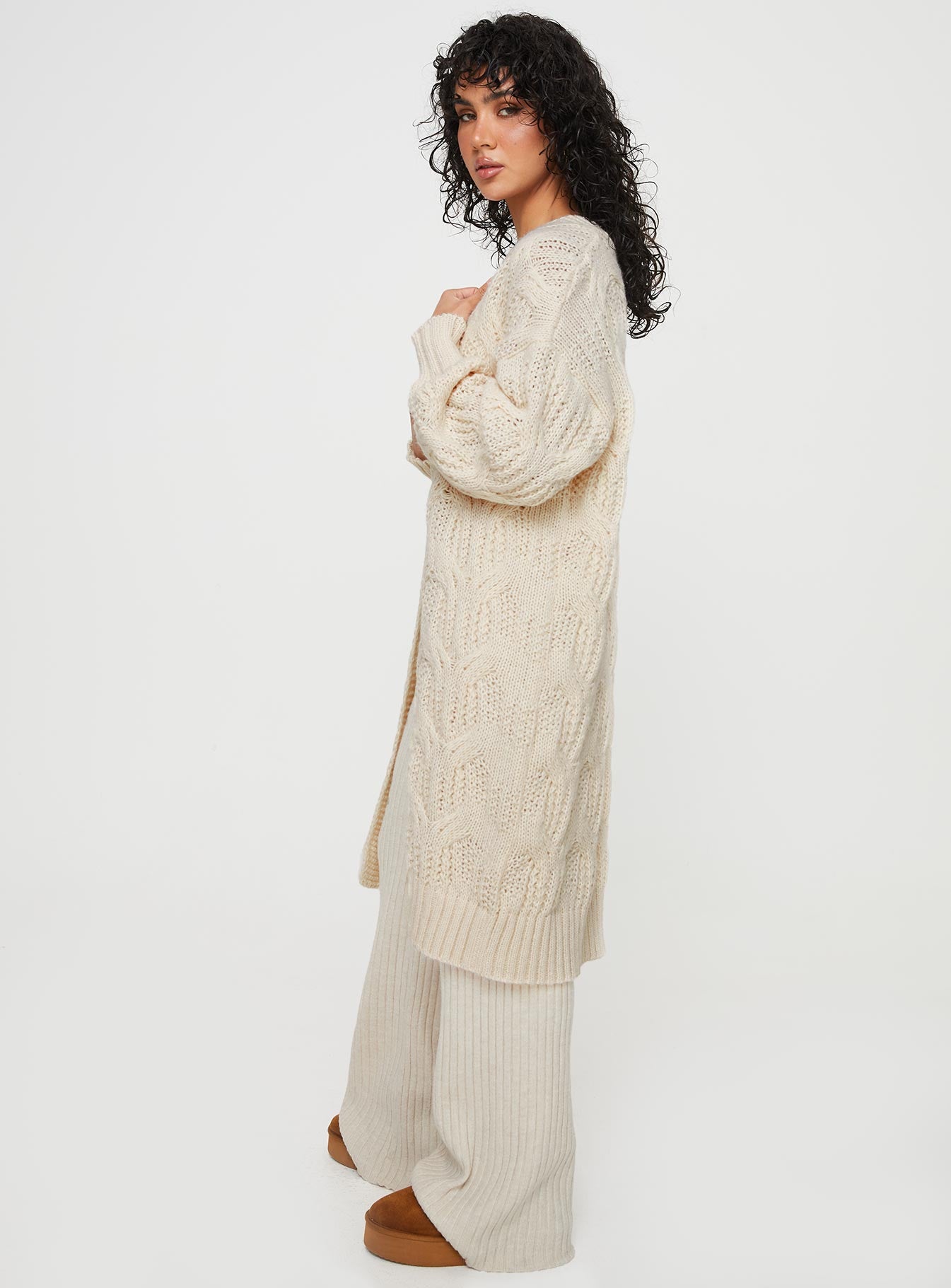 Bryer Longline Cardigan Cream - Image 4