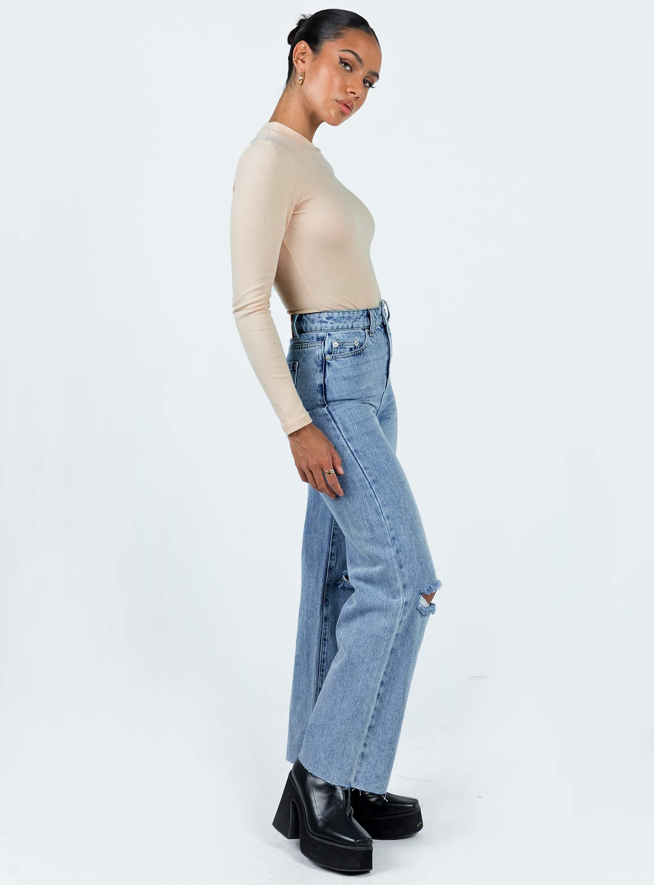 Thorne High Rise Straight Leg Jeans Denim - Image 4