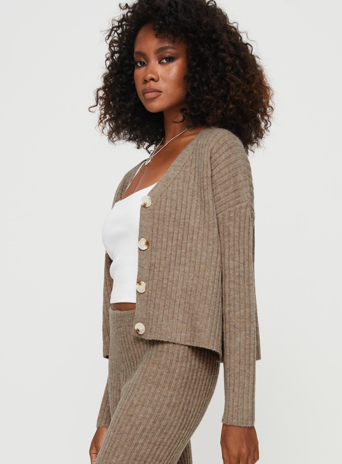 Yang Knit Cardigan Brown - Image 4