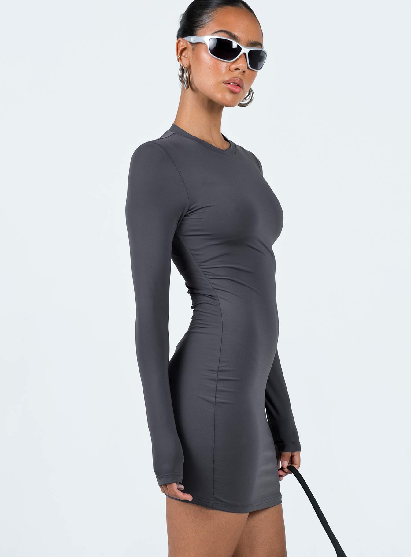 Neve Long Sleeve Mini Dress Slate - Image 4
