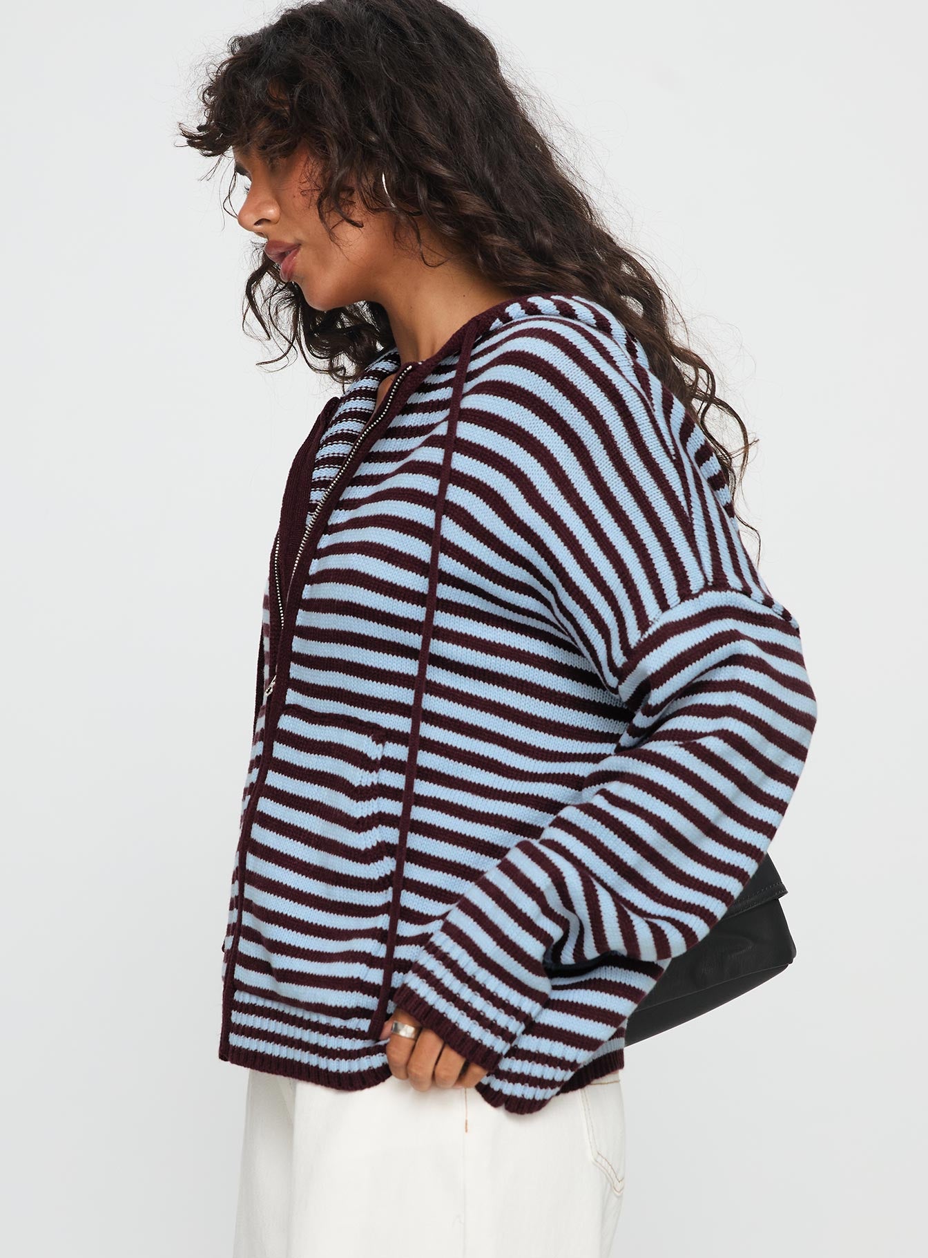 Brienna Zip Jacket Burgundy / Blue Stripe - Image 3