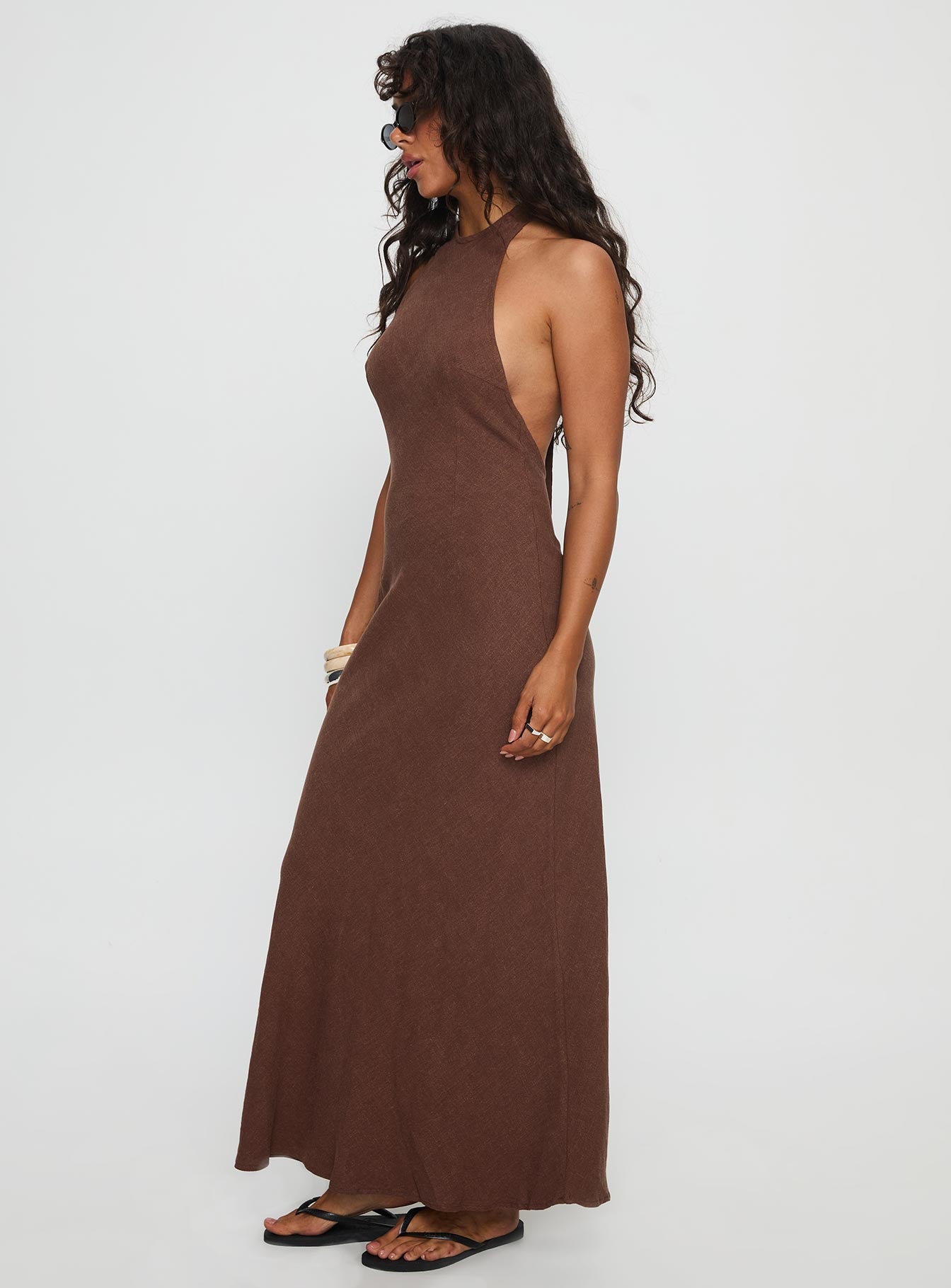 Annetta Halter Maxi Dress Chocolate - Image 4