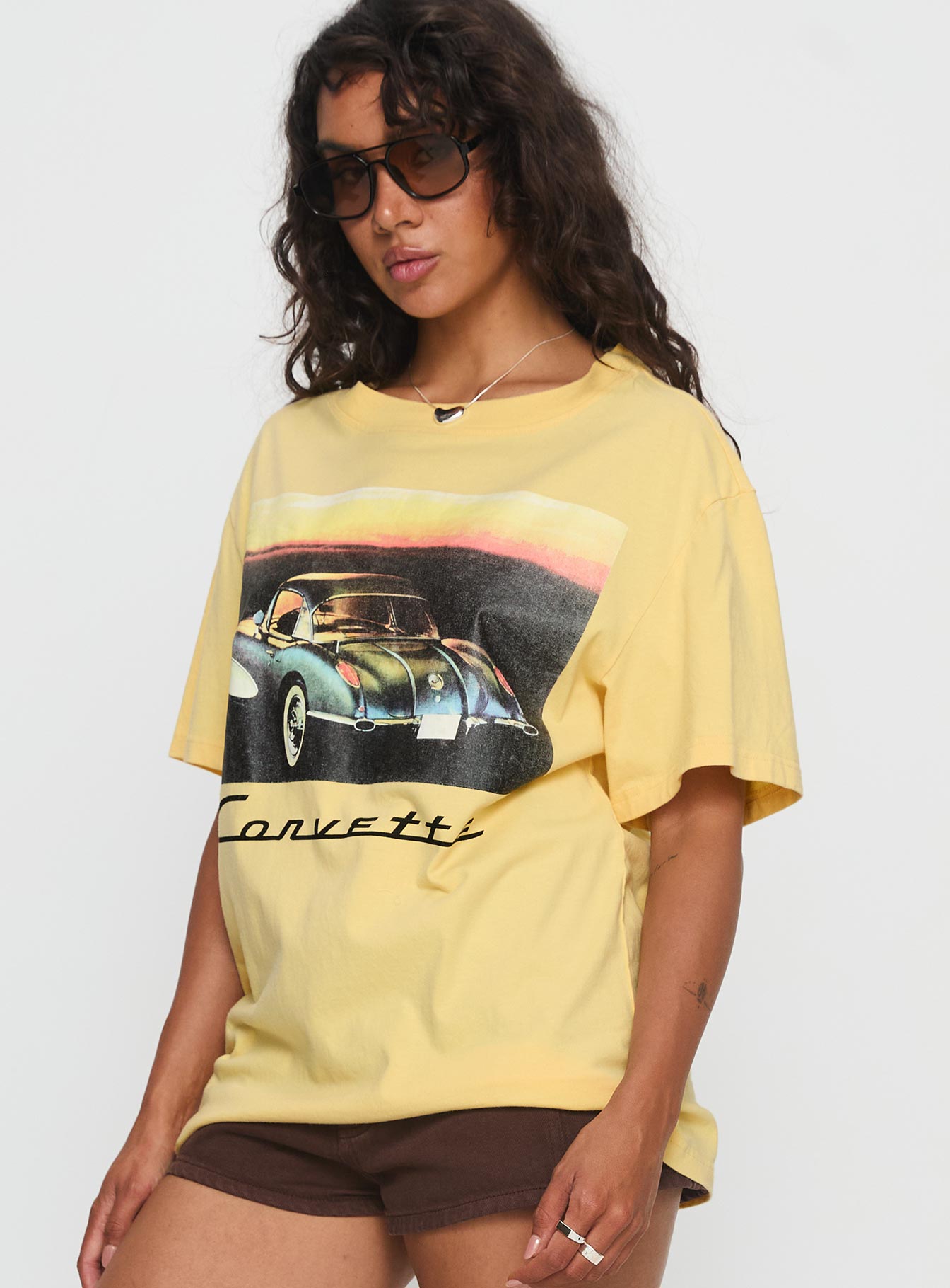 Corvette Legends Oversized Graphic Top Yellow - Image 3