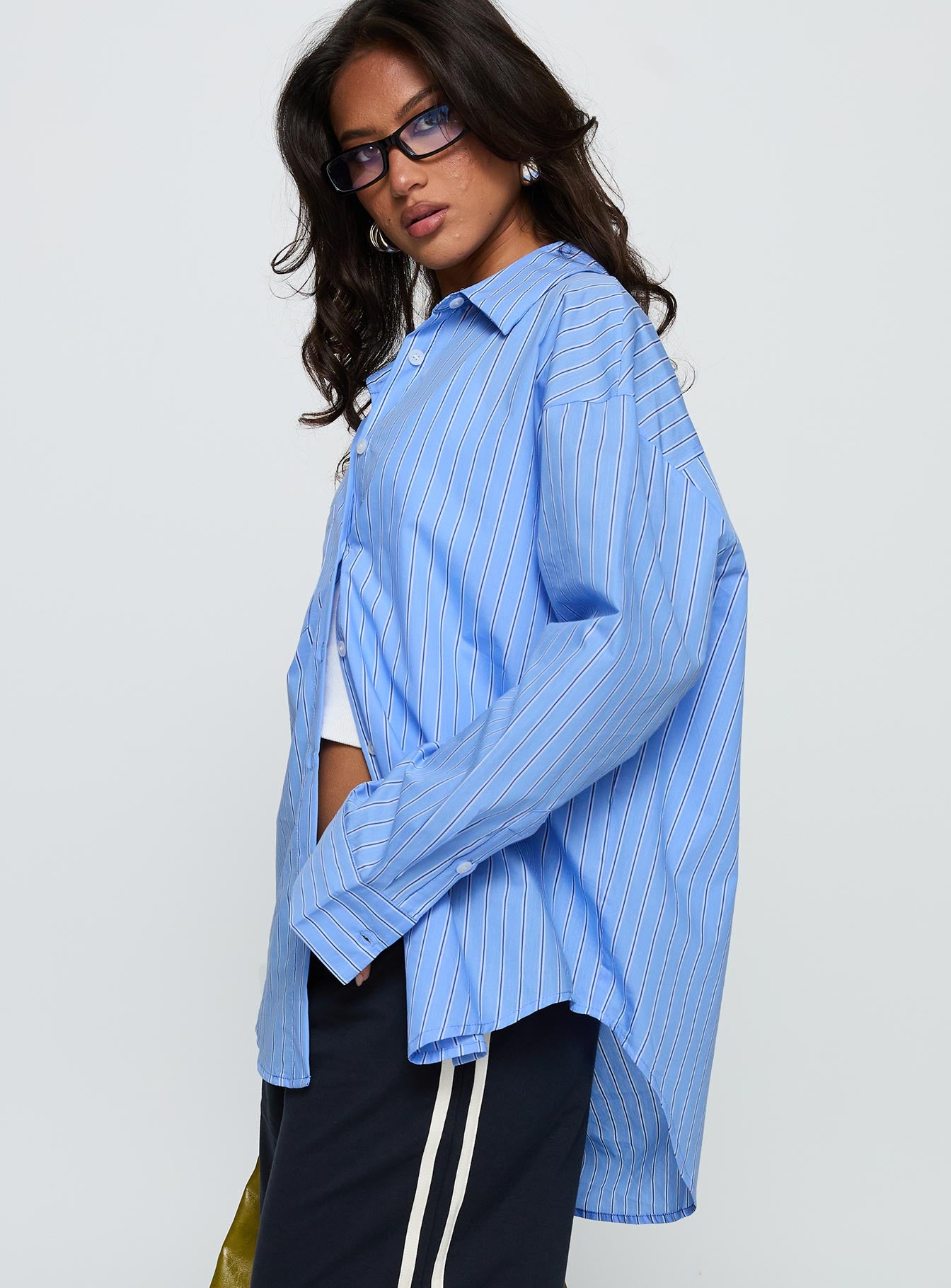 Kodhi Oversized Long Sleeve Top Blue Stripe - Image 4