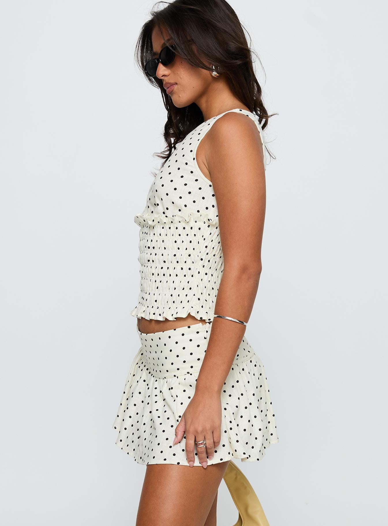 Tovie Frill Linen Blend Skort Cream Polka - Image 4