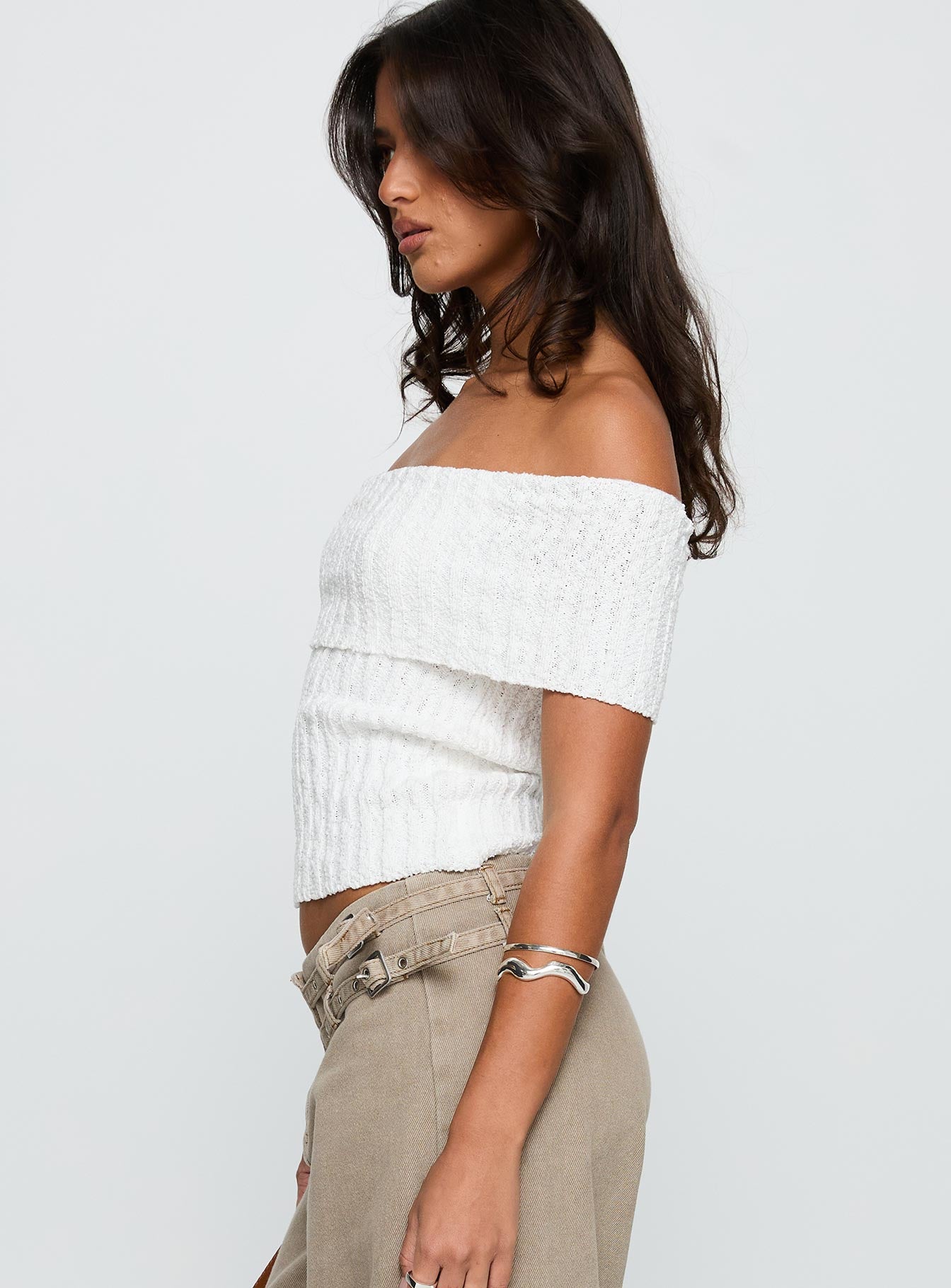 Murmur Off Shoulder Top White - Image 4
