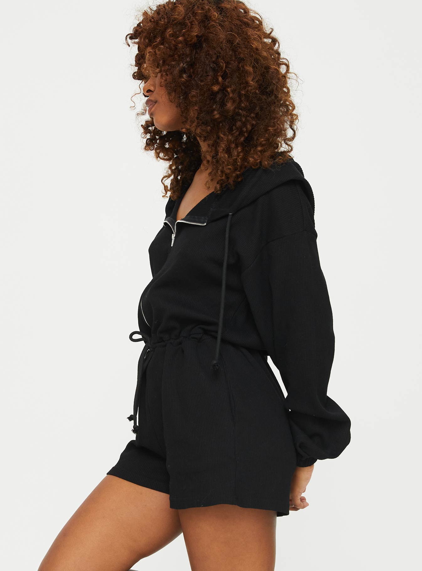 Jeanette Hooded Romper Black - Image 4