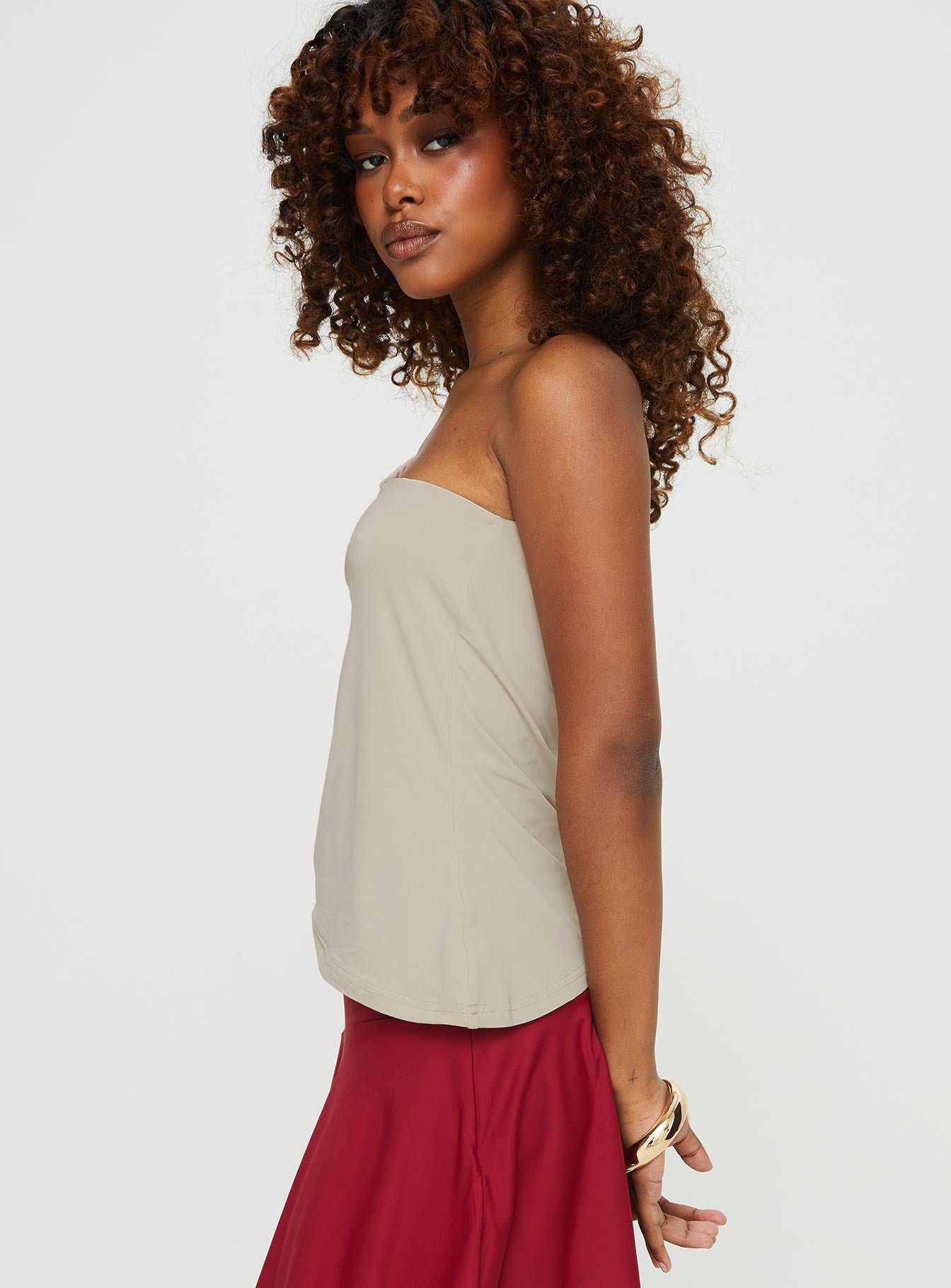 Rosetti One Shoulder Top Taupe - Image 4