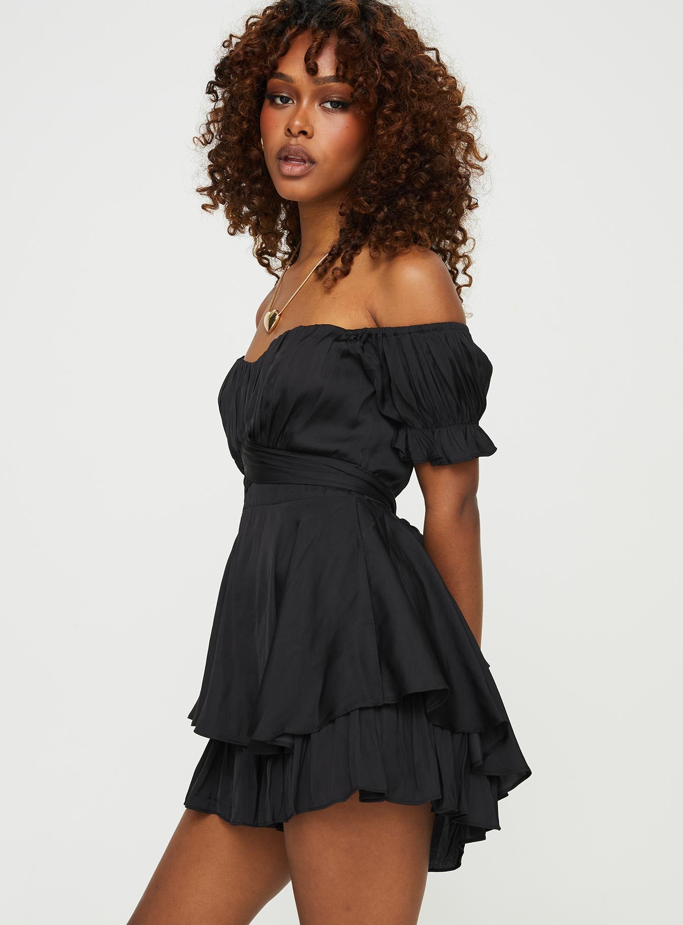 Poppins Off Shoulder Romper Black - Image 4