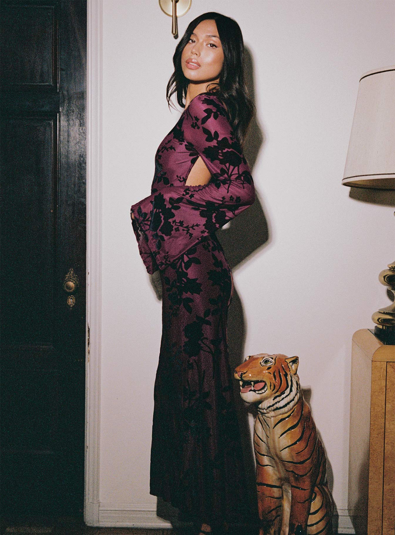 Amersham Long Sleeve Maxi Dress Wine - Image 3