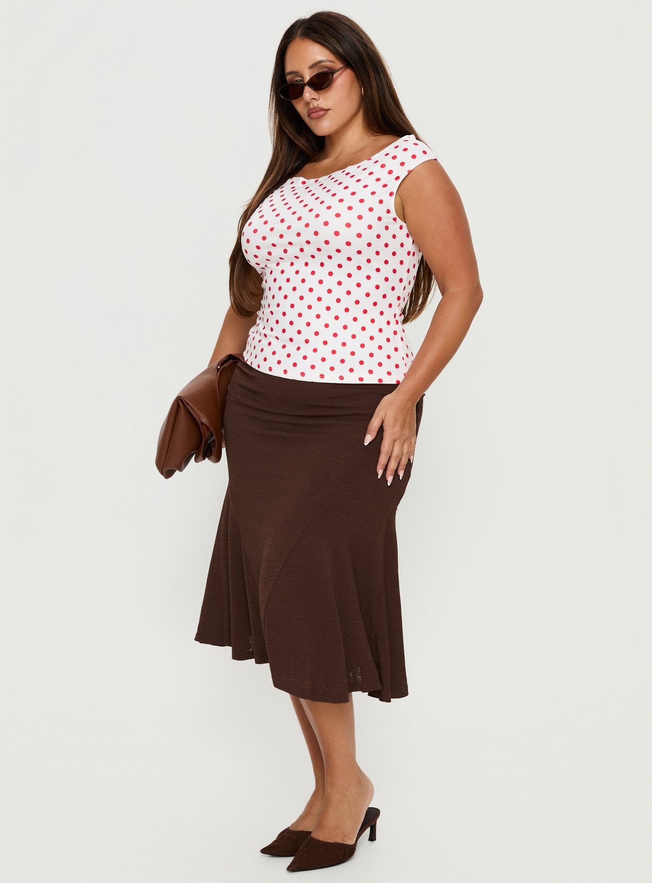 Lewish Low Rise Midi Skirt Chocolate Curve - Image 4