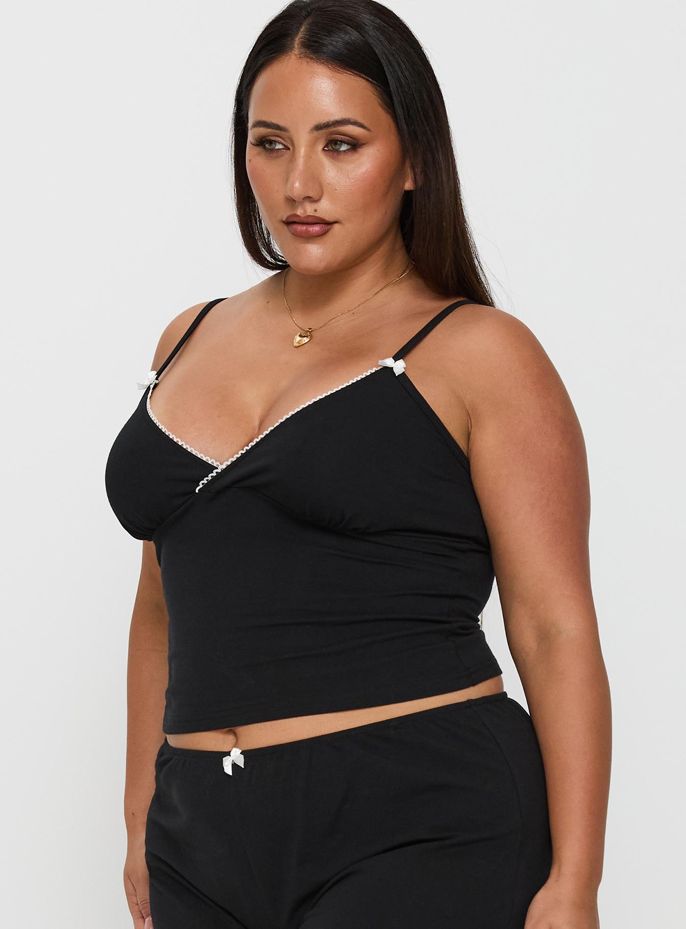 Lullabies Jersey Cami Top Black Curve - Image 4