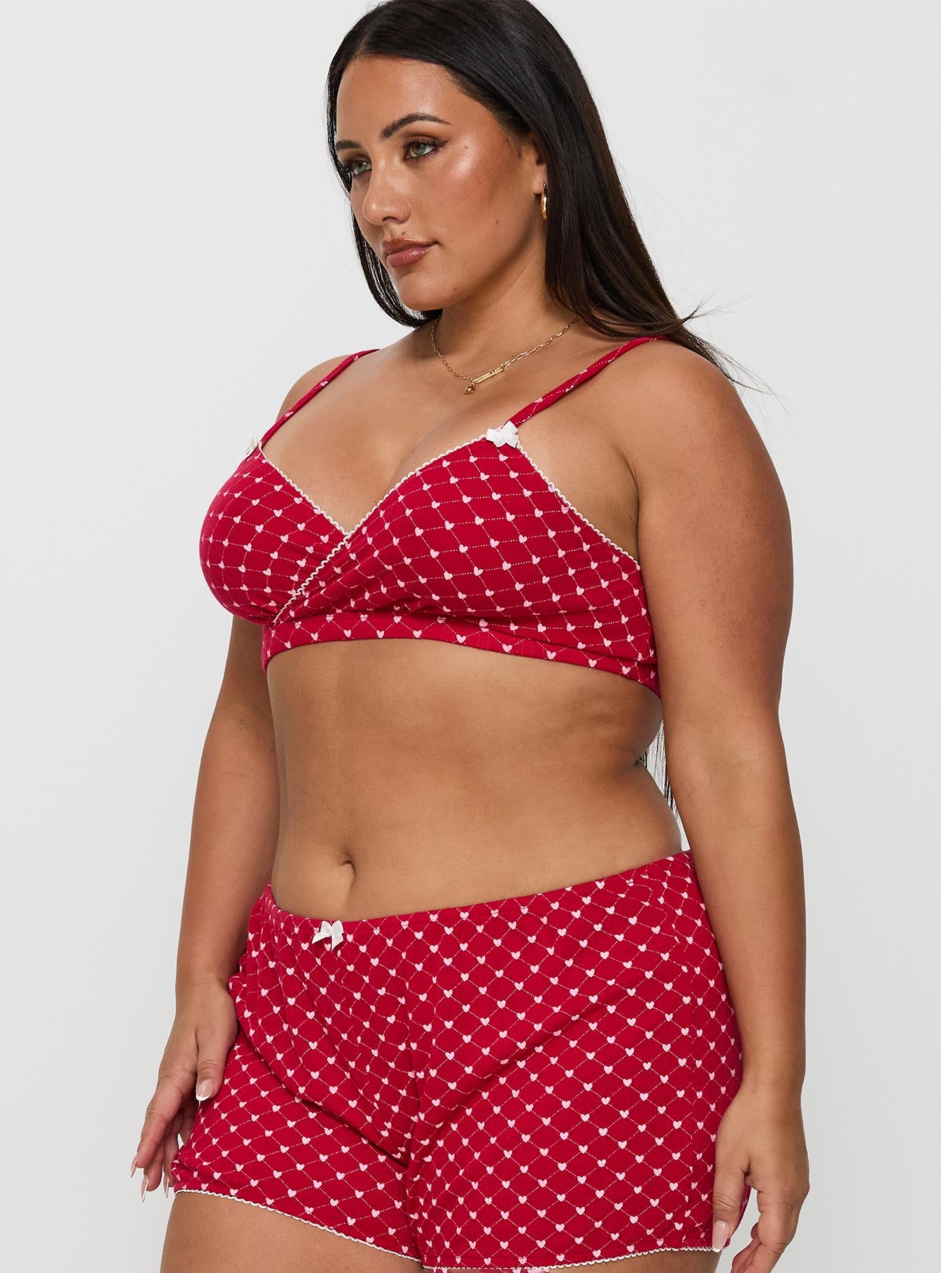 Slumber Pointelle Sleep Bralette Red Curve - Image 3