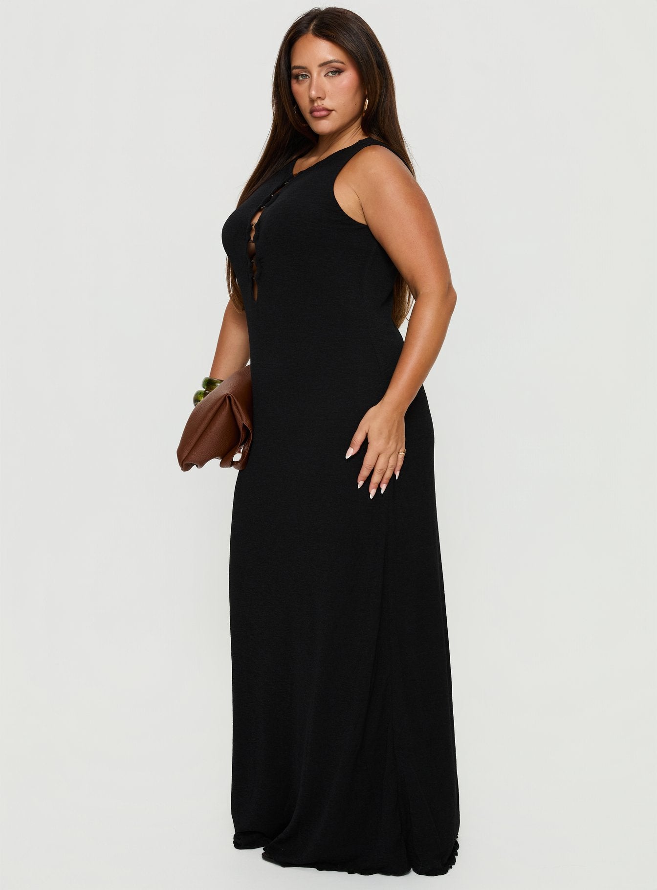 Dejonge Ring Sleeveless Maxi Dress Black Curve - Image 4