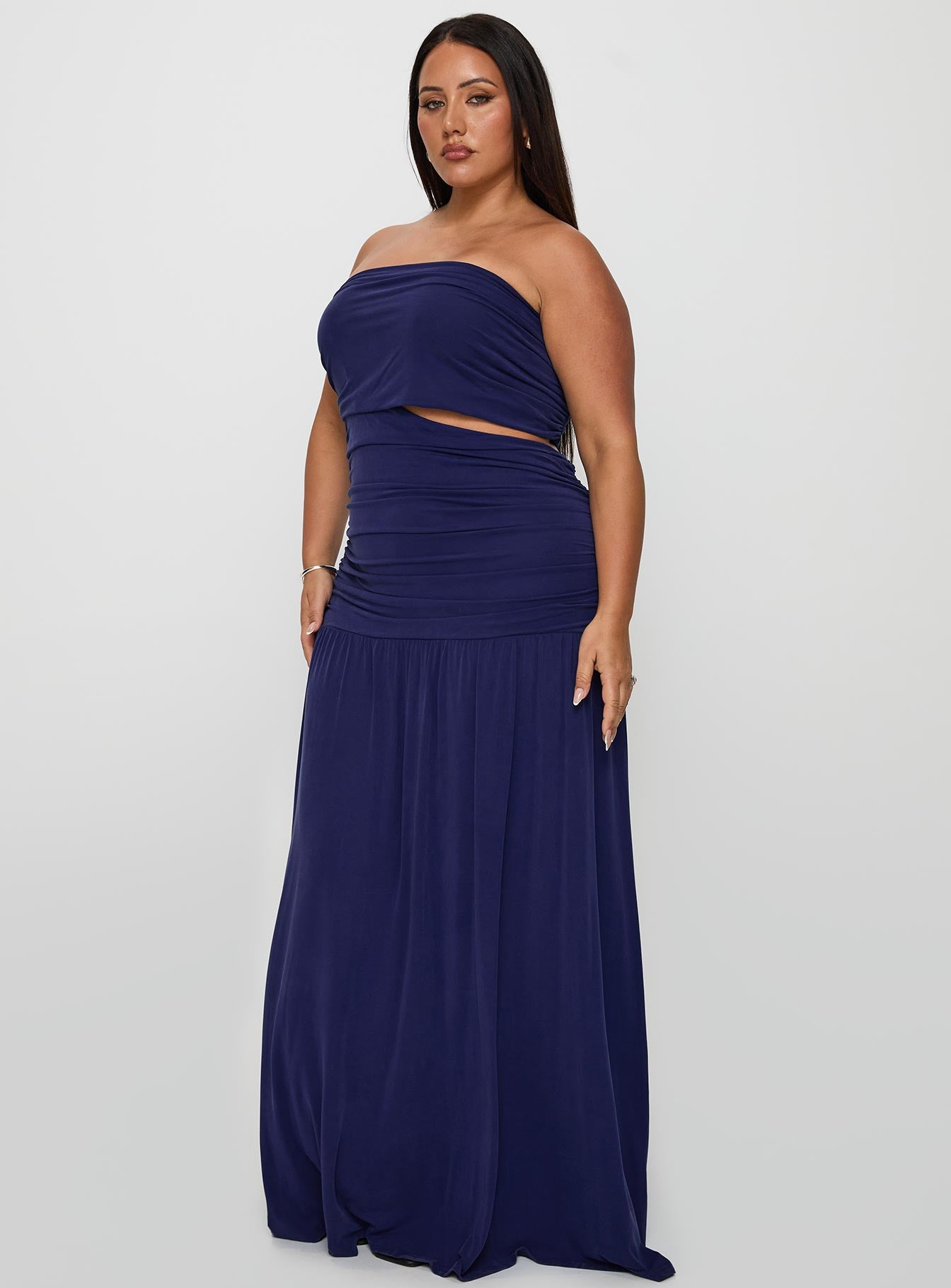 Grandeur Strapless Maxi Dress Navy Curve - Image 4