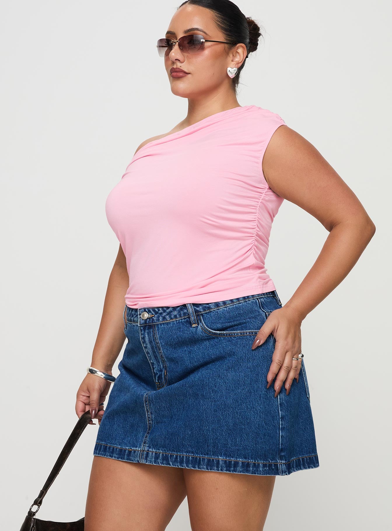 Nickei Denim Mini Skirt Mid Wash Curve - Image 4