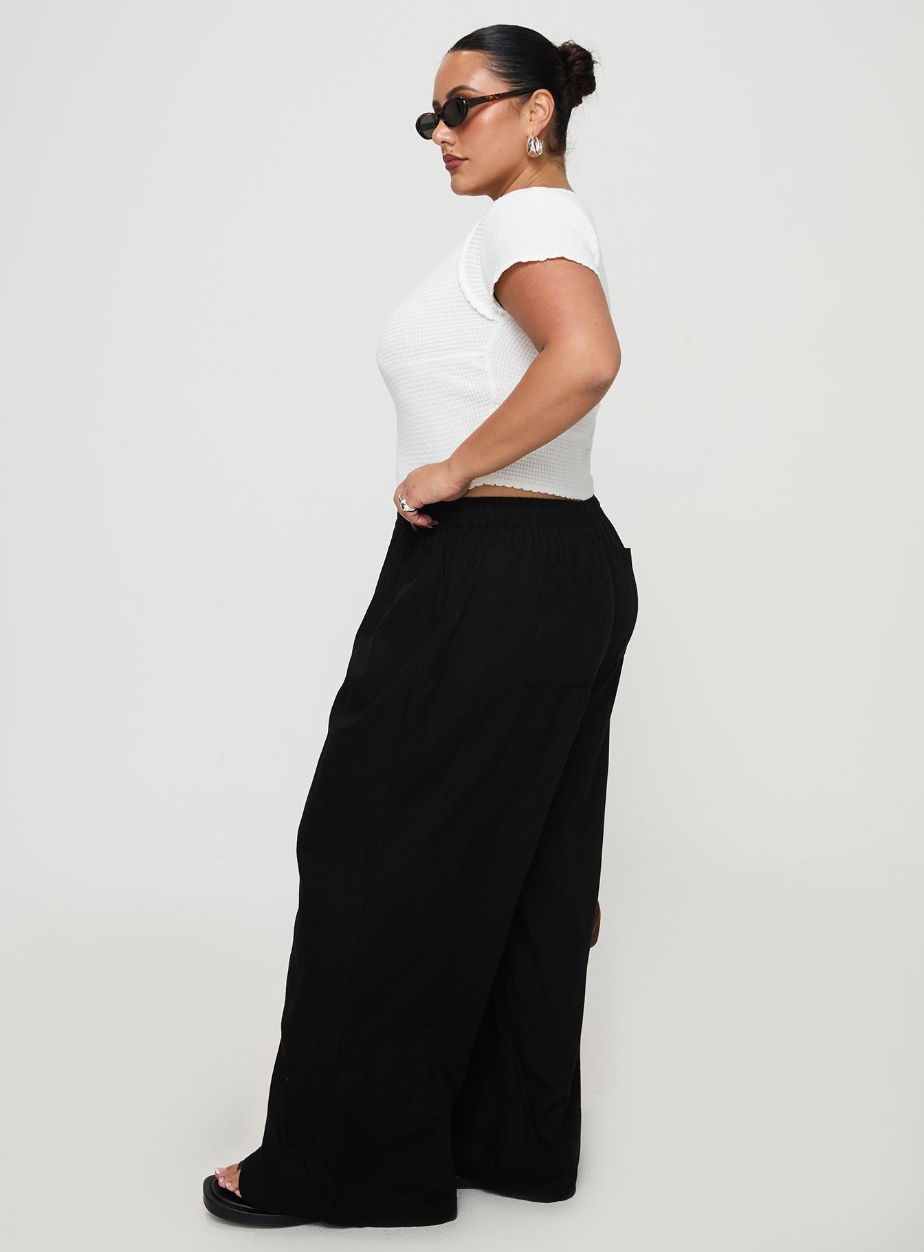 Louis Linen Blend Pants Black Curve - Image 4