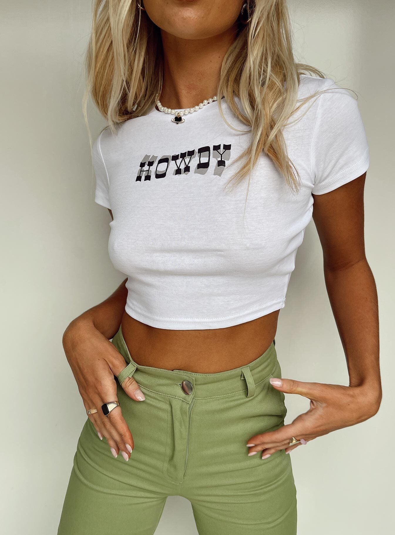 Howdy Crop Tee White - Image 3