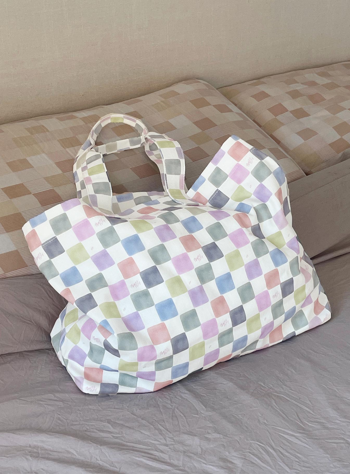 Princess Polly Tote Bag Multi Check - Image 4