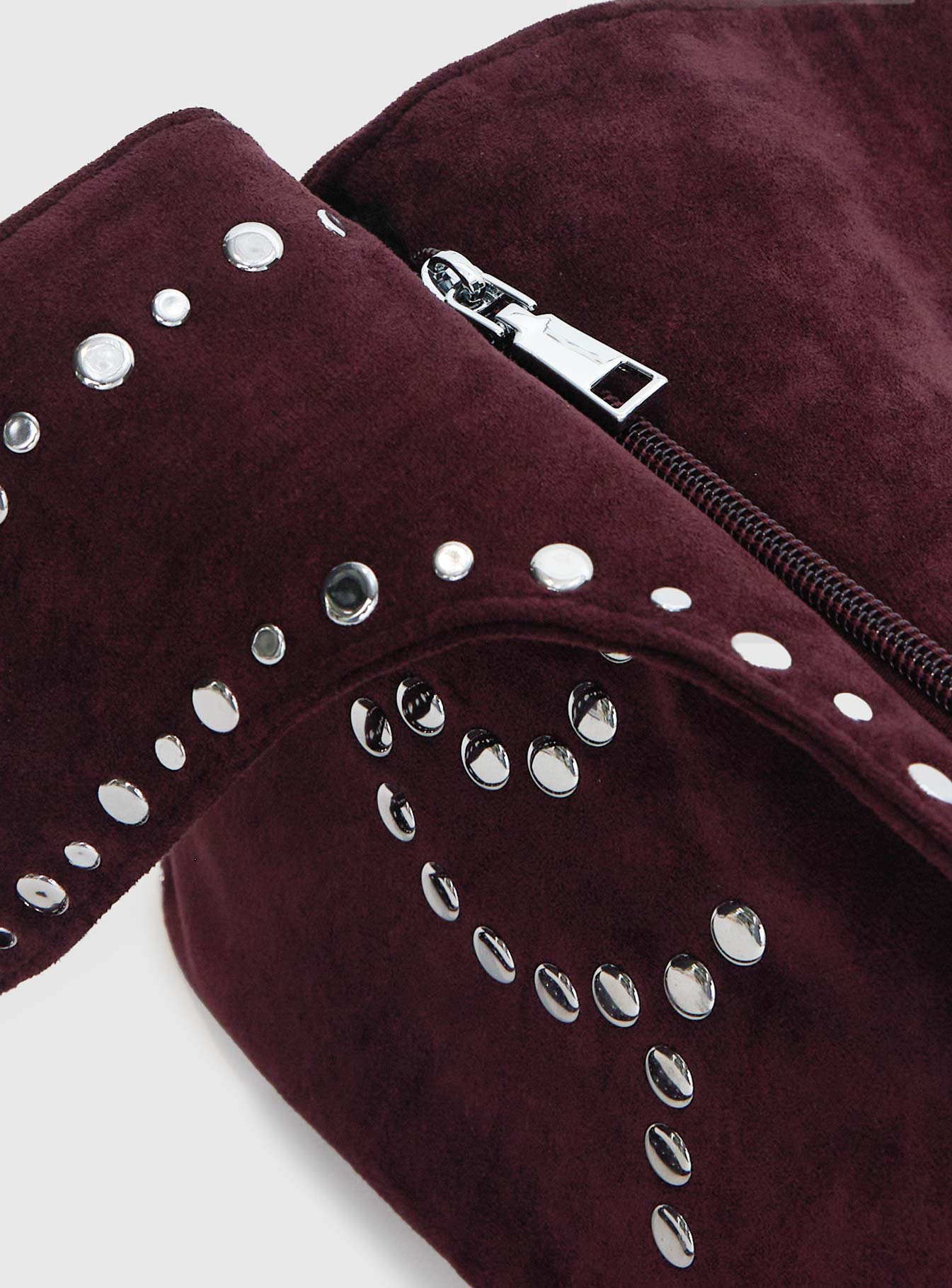 Lemoni Faux Suede Stud Bag Burgundy - Image 4