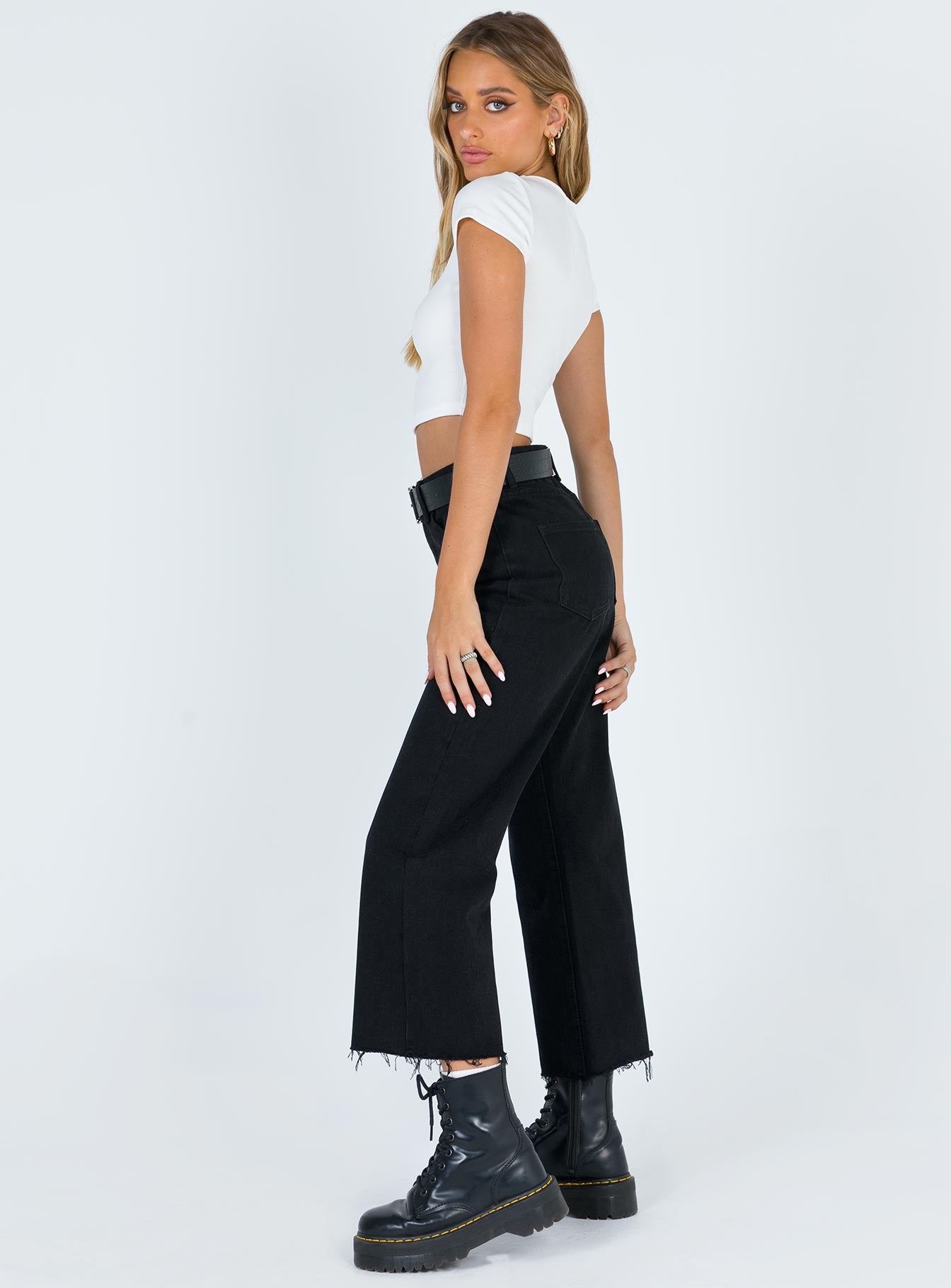 Ruby High Rise Cropped Jean Black Denim - Image 4