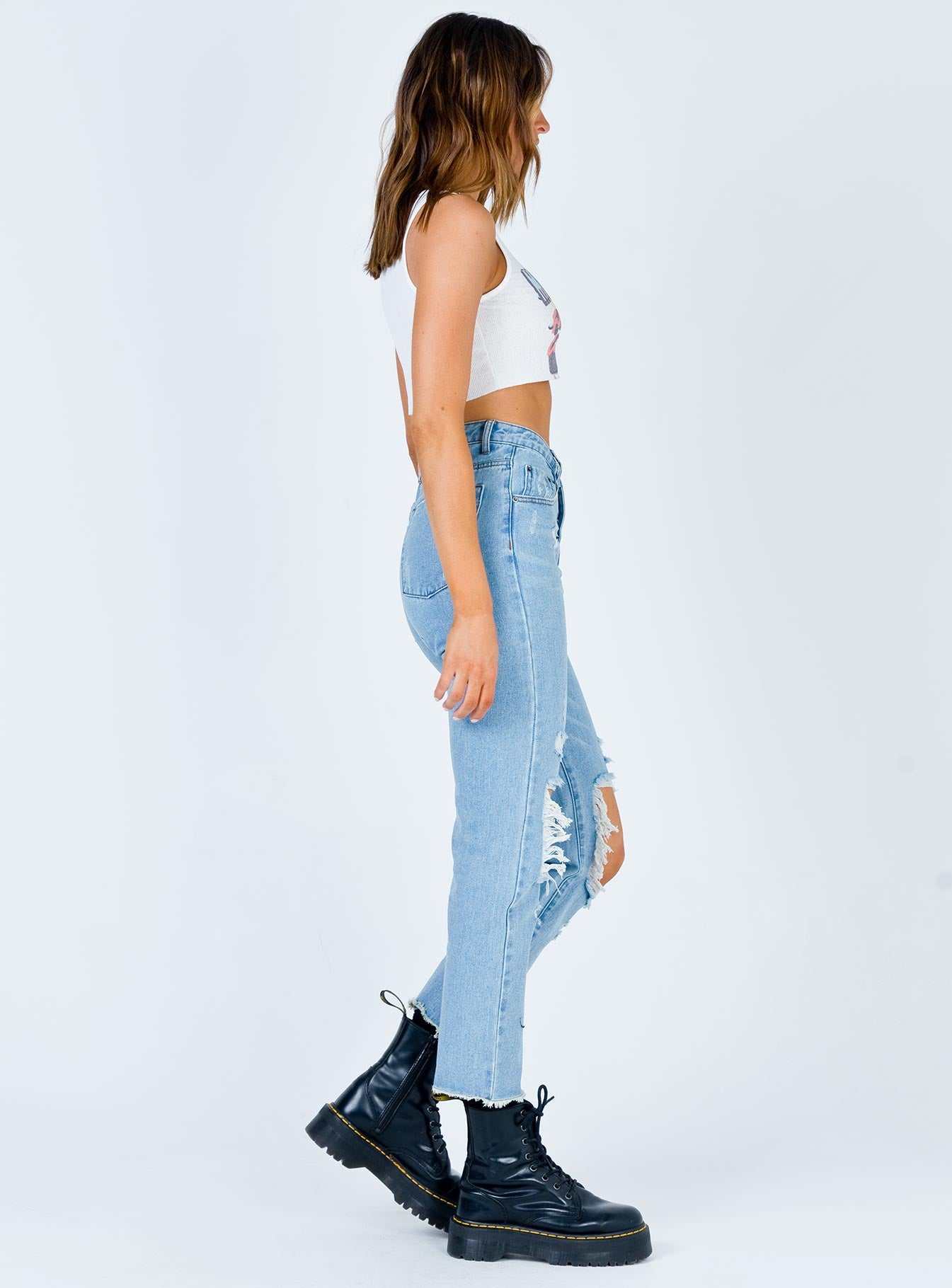 Erissa Knee Rip Jeans Light Wash Denim - Image 3