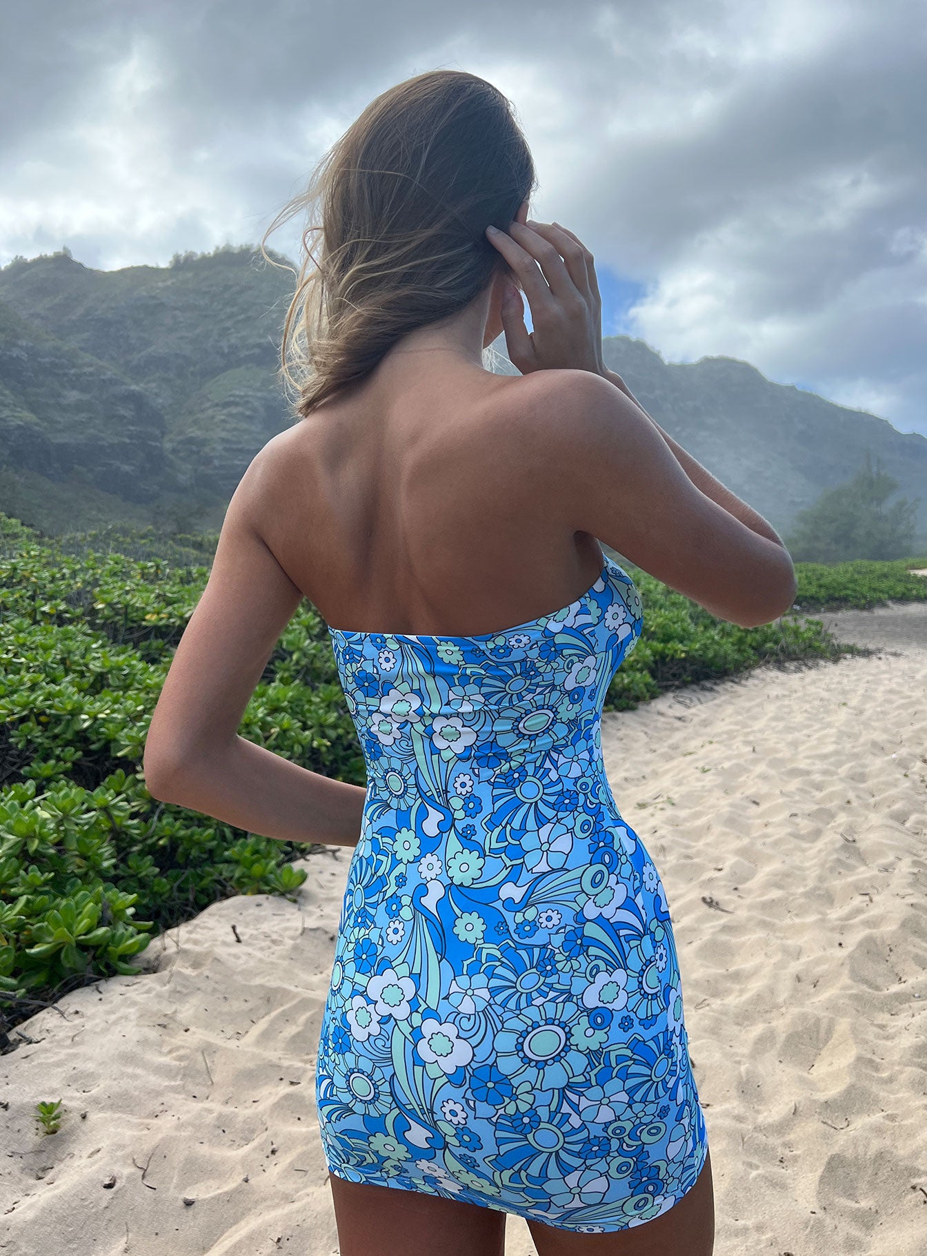 Aquamarine Mini Dress Blue Floral - Image 3