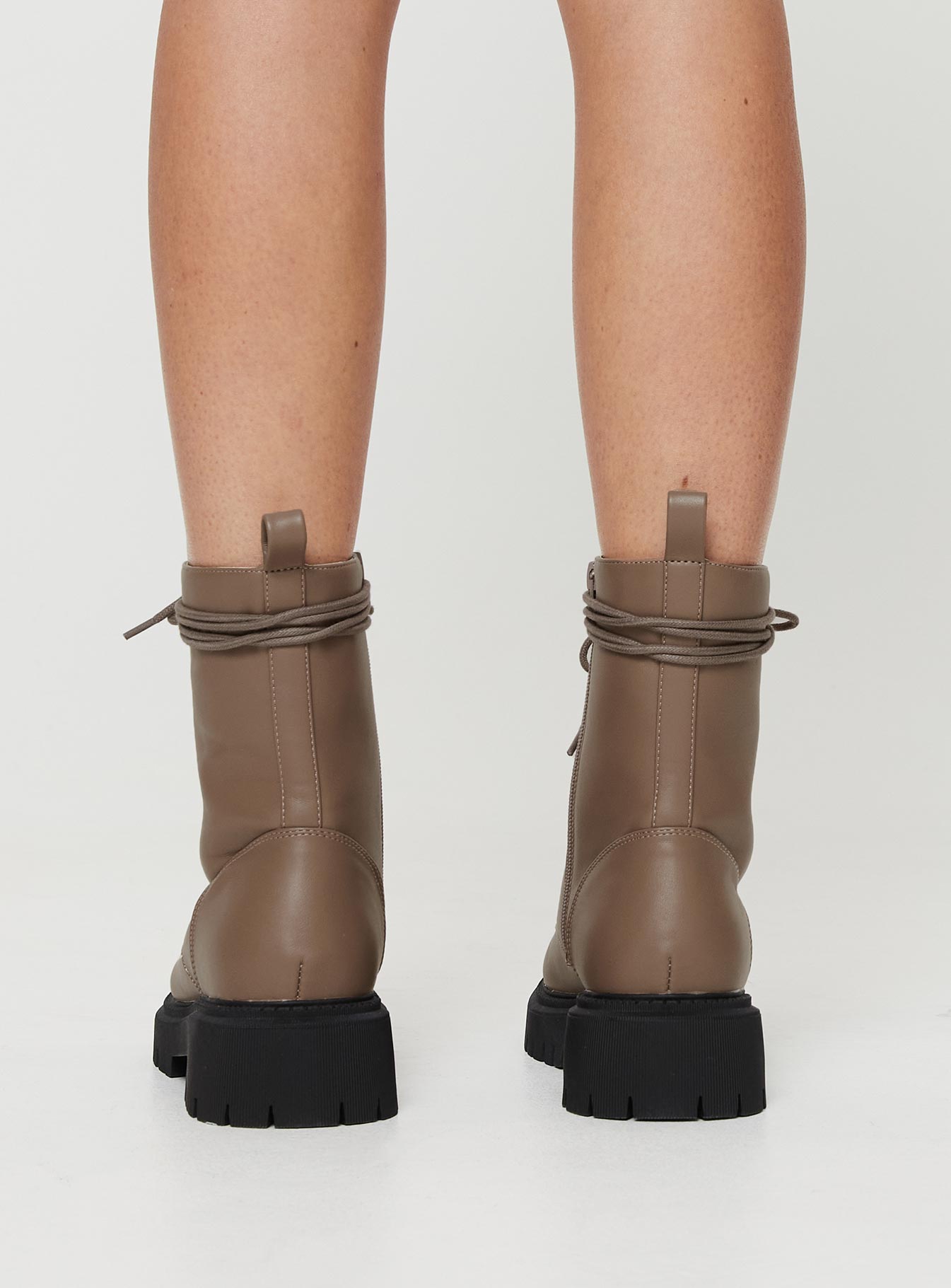 Tailor Lace Up Boots Taupe - Image 4